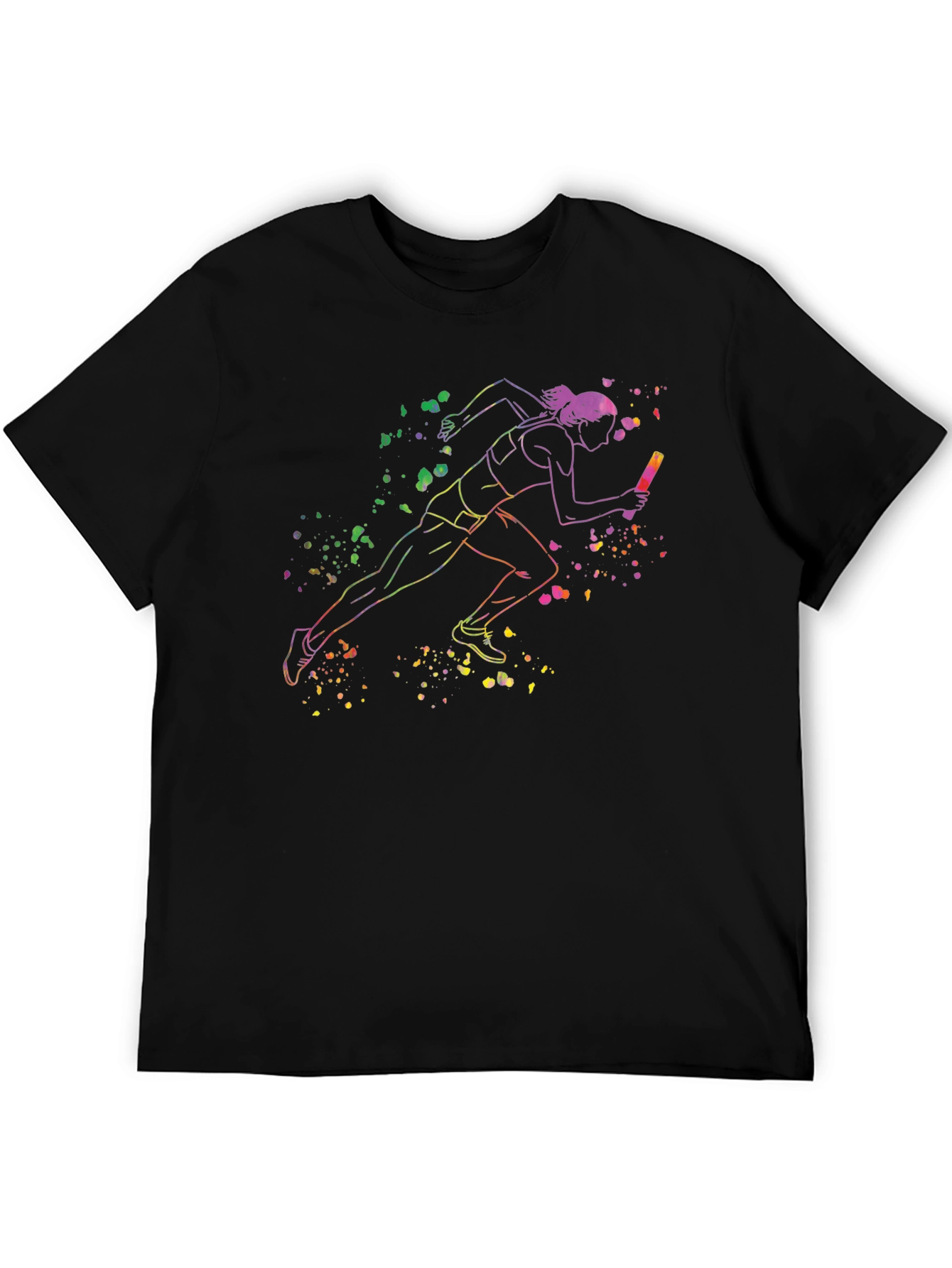 Runner Graphic Tee - Black Cotton Blend T-Shirt