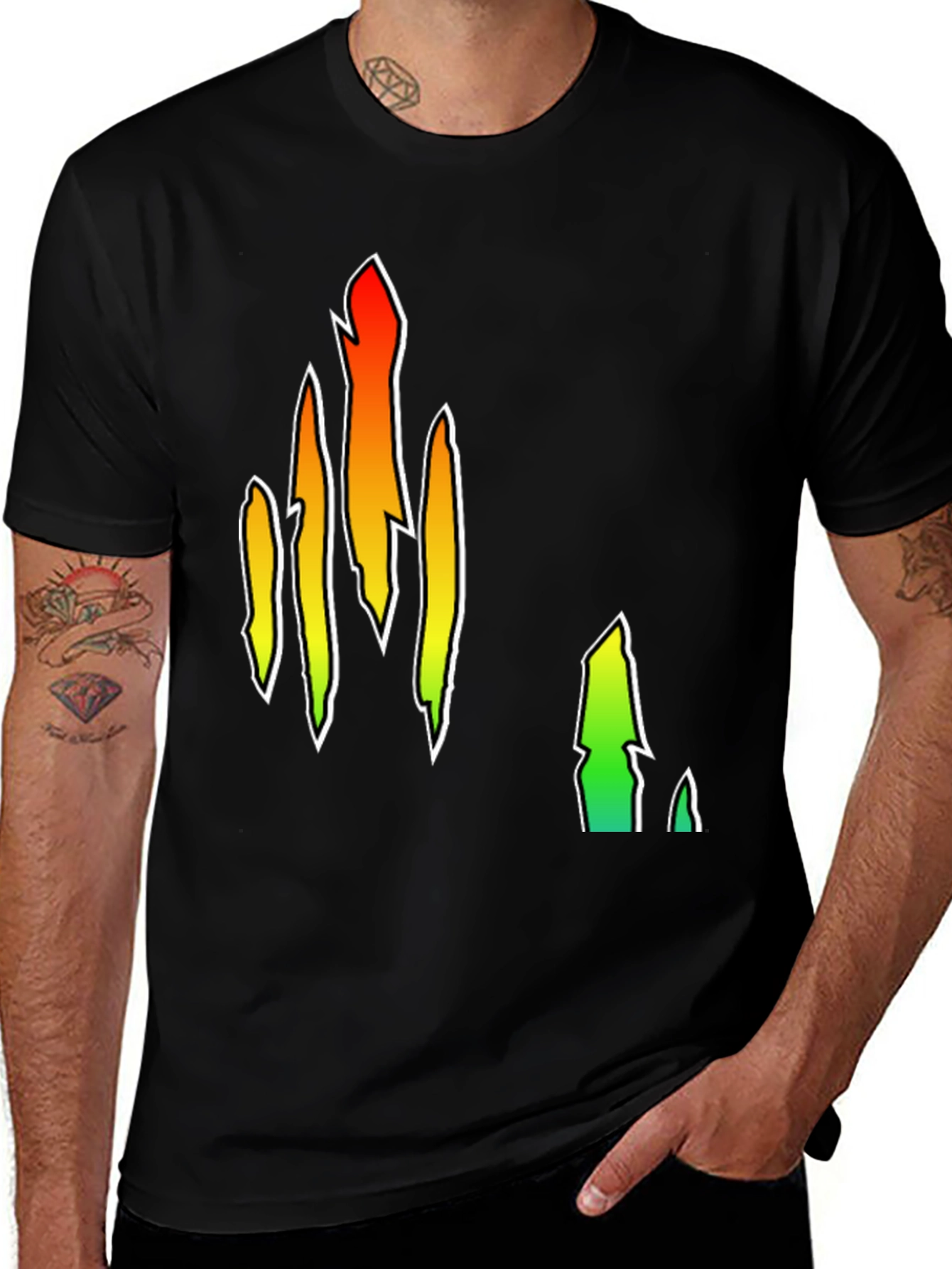 Abstract Flame Graphic Black T-Shirt