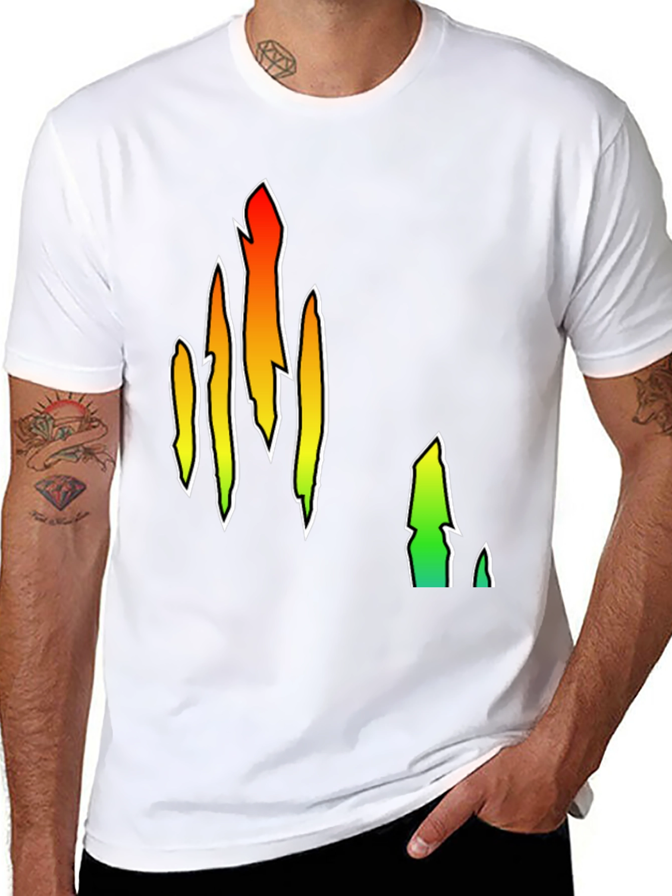 Abstract Flame Graphic Black T-Shirt