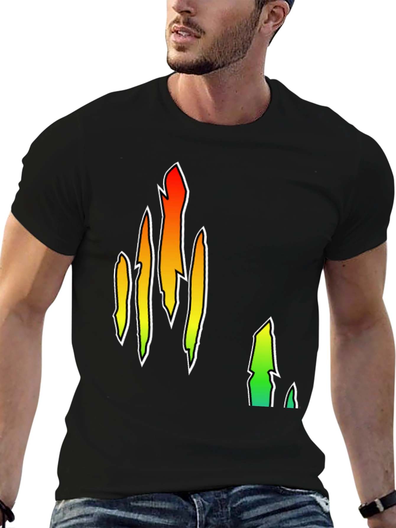 Abstract Flame Graphic Black T-Shirt