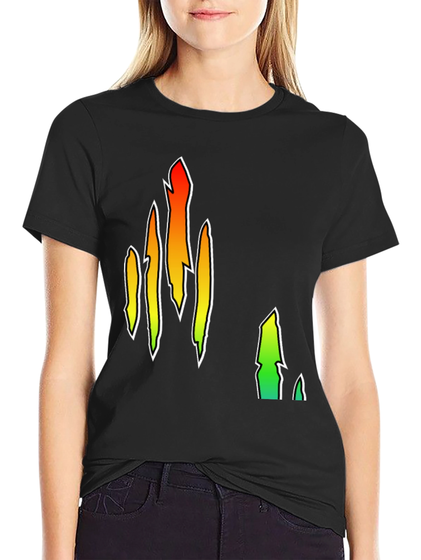 Abstract Flame Graphic Black T-Shirt