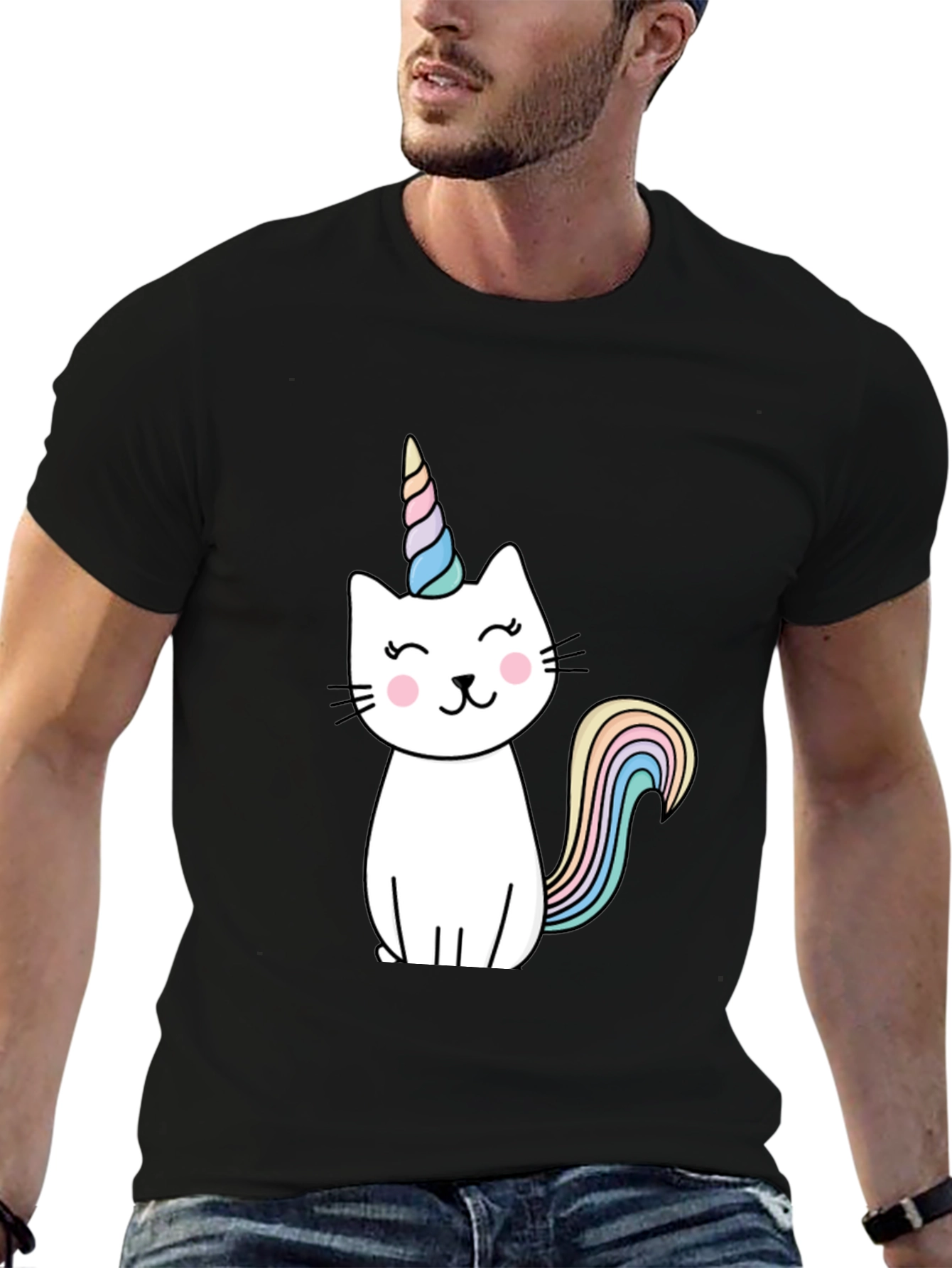 Unicat T-Shirt - Black Cotton Blend Cute Design
