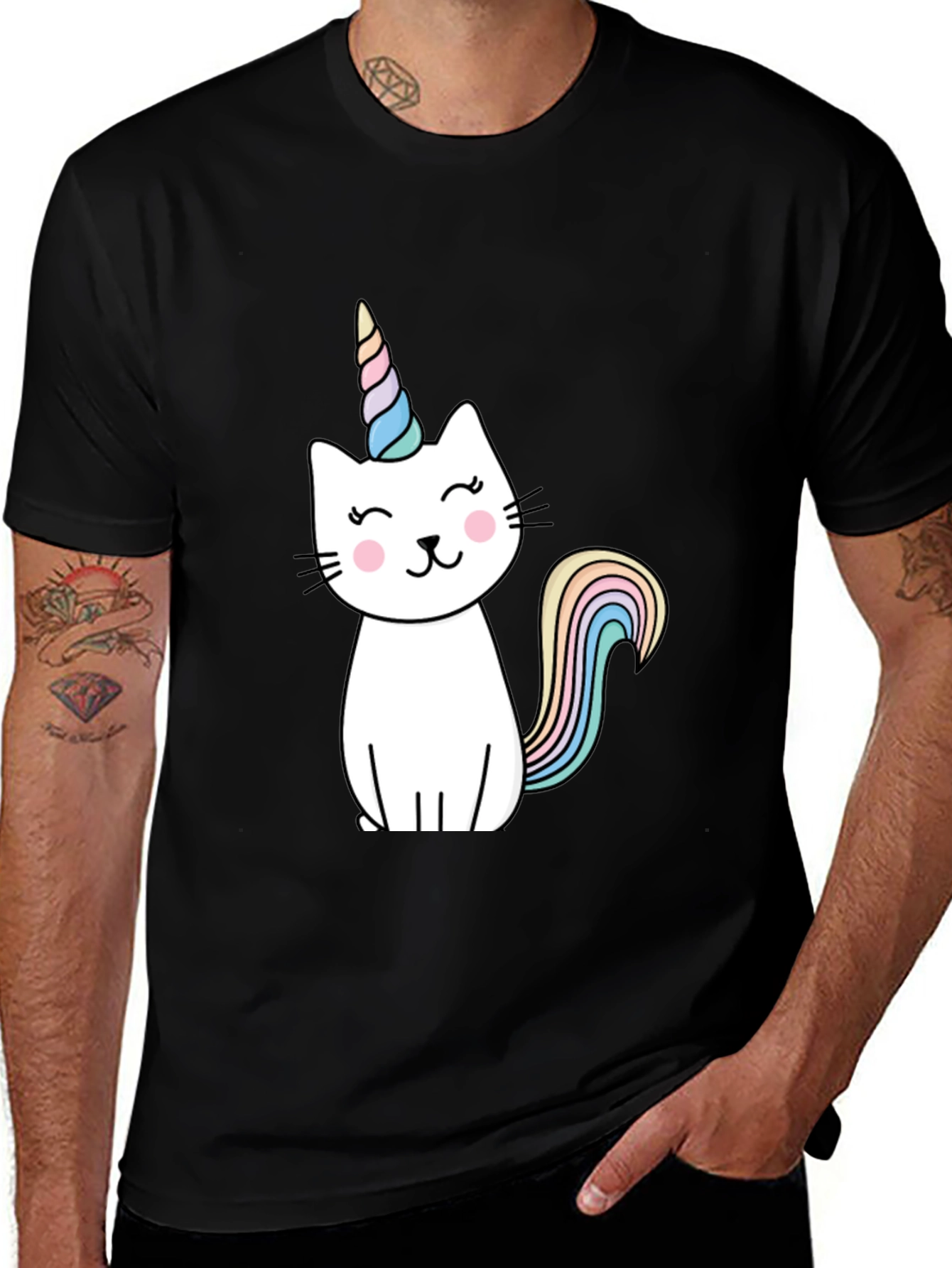Unicat T-Shirt - Black Cotton Blend Cute Design