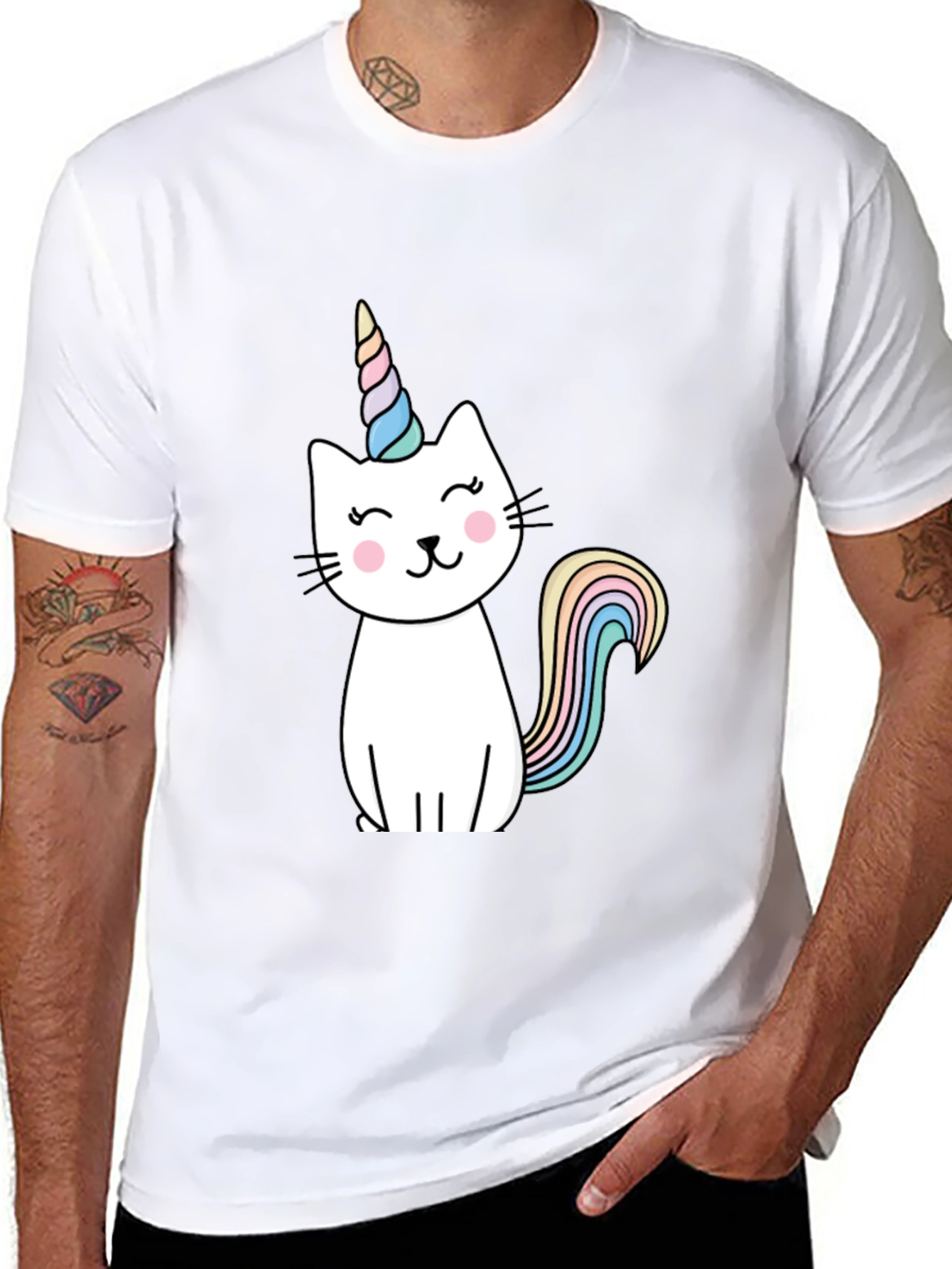 Unicat T-Shirt - Black Cotton Blend Cute Design