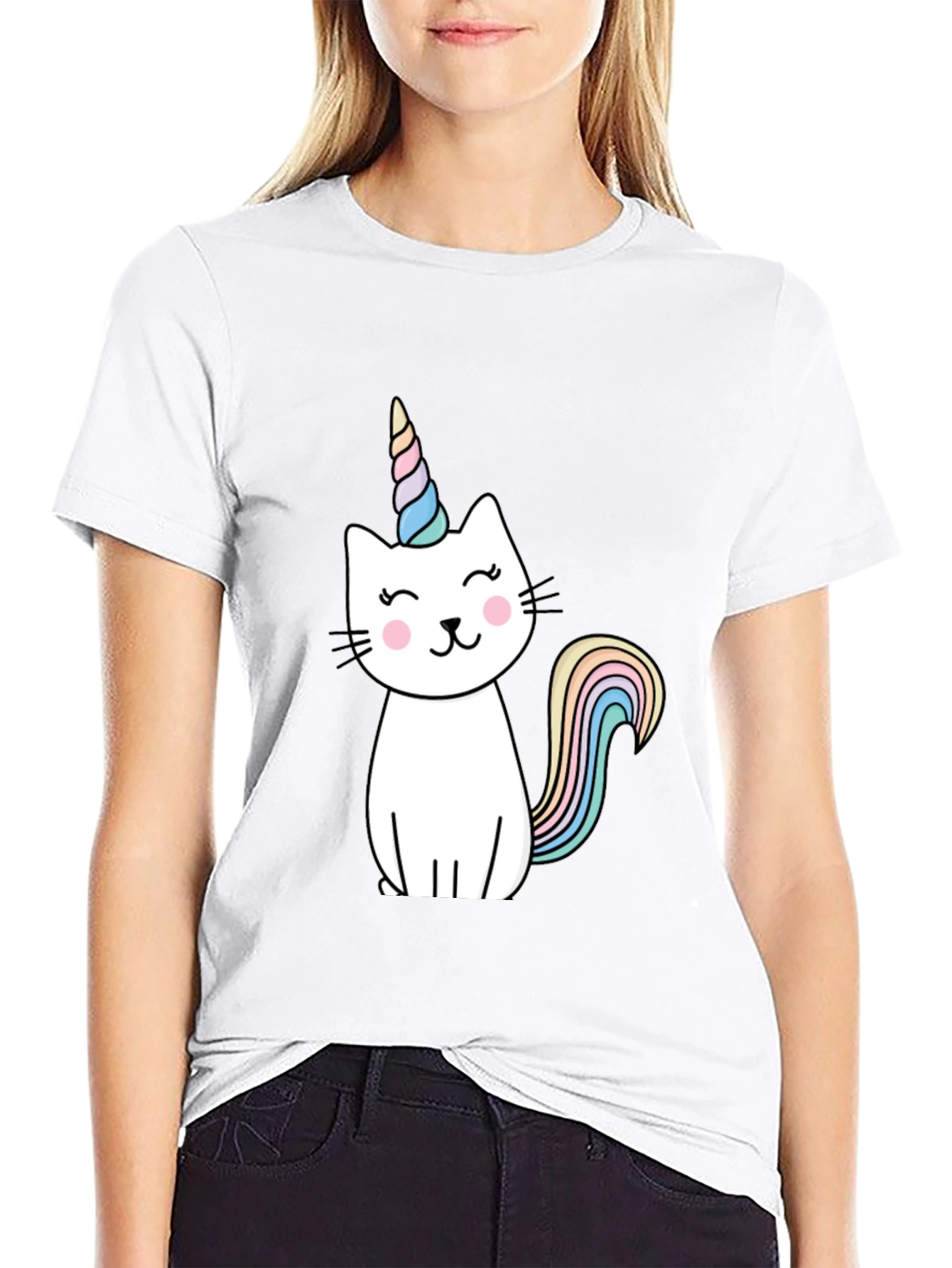 Unicat T-Shirt - Black Cotton Blend Cute Design