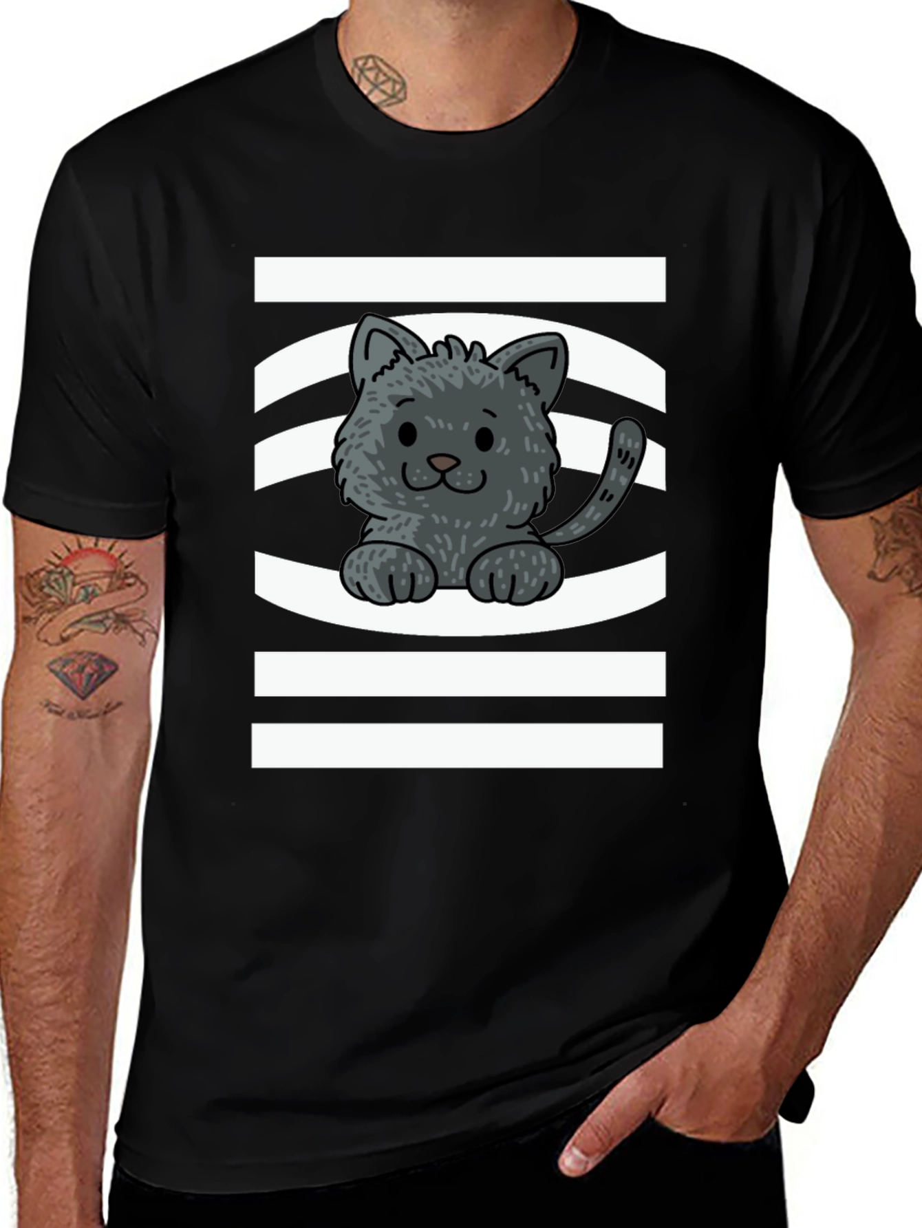 Cute Kitten Graphic Tee - Unisex Black T-Shirt