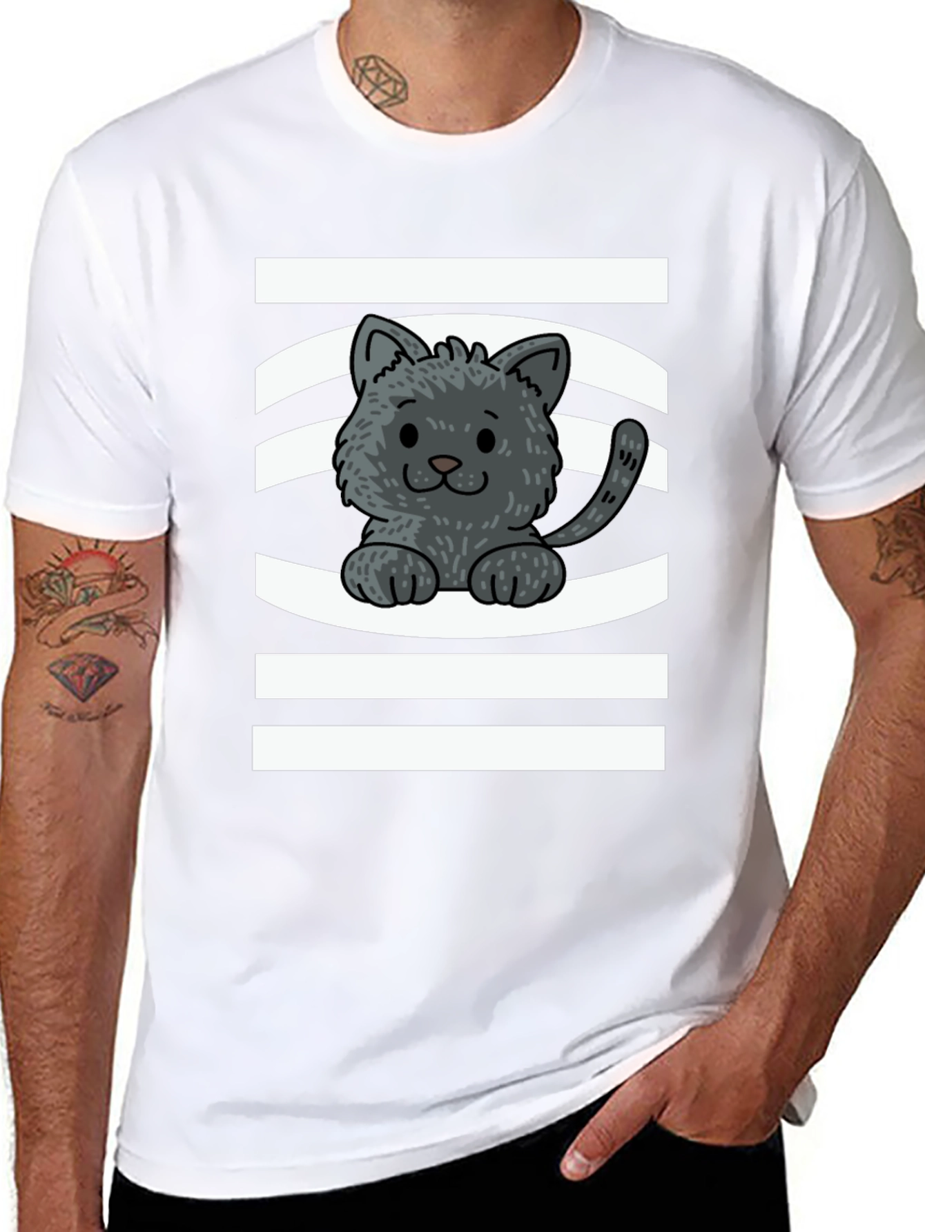 Cute Kitten Graphic Tee - Unisex Black T-Shirt