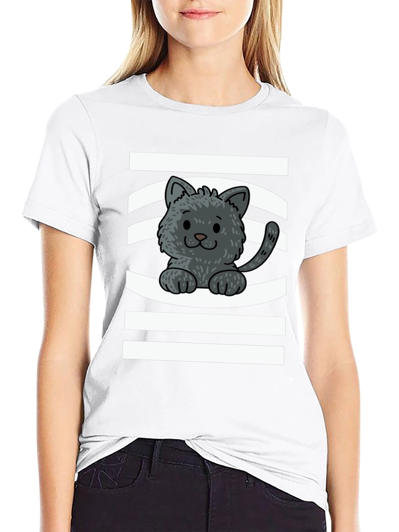 Cute Kitten Graphic Tee - Unisex Black T-Shirt