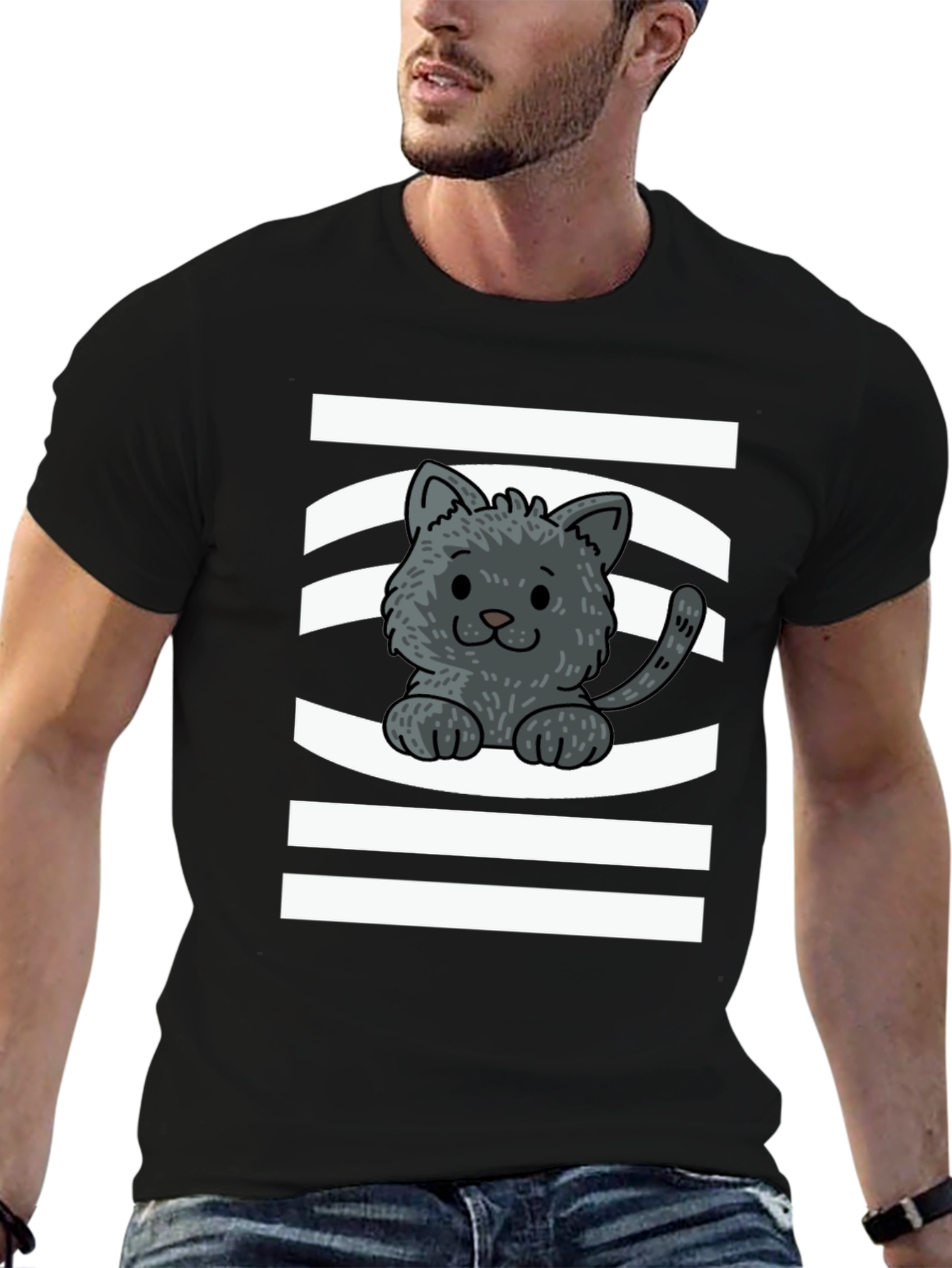 Cute Kitten Graphic Tee - Unisex Black T-Shirt