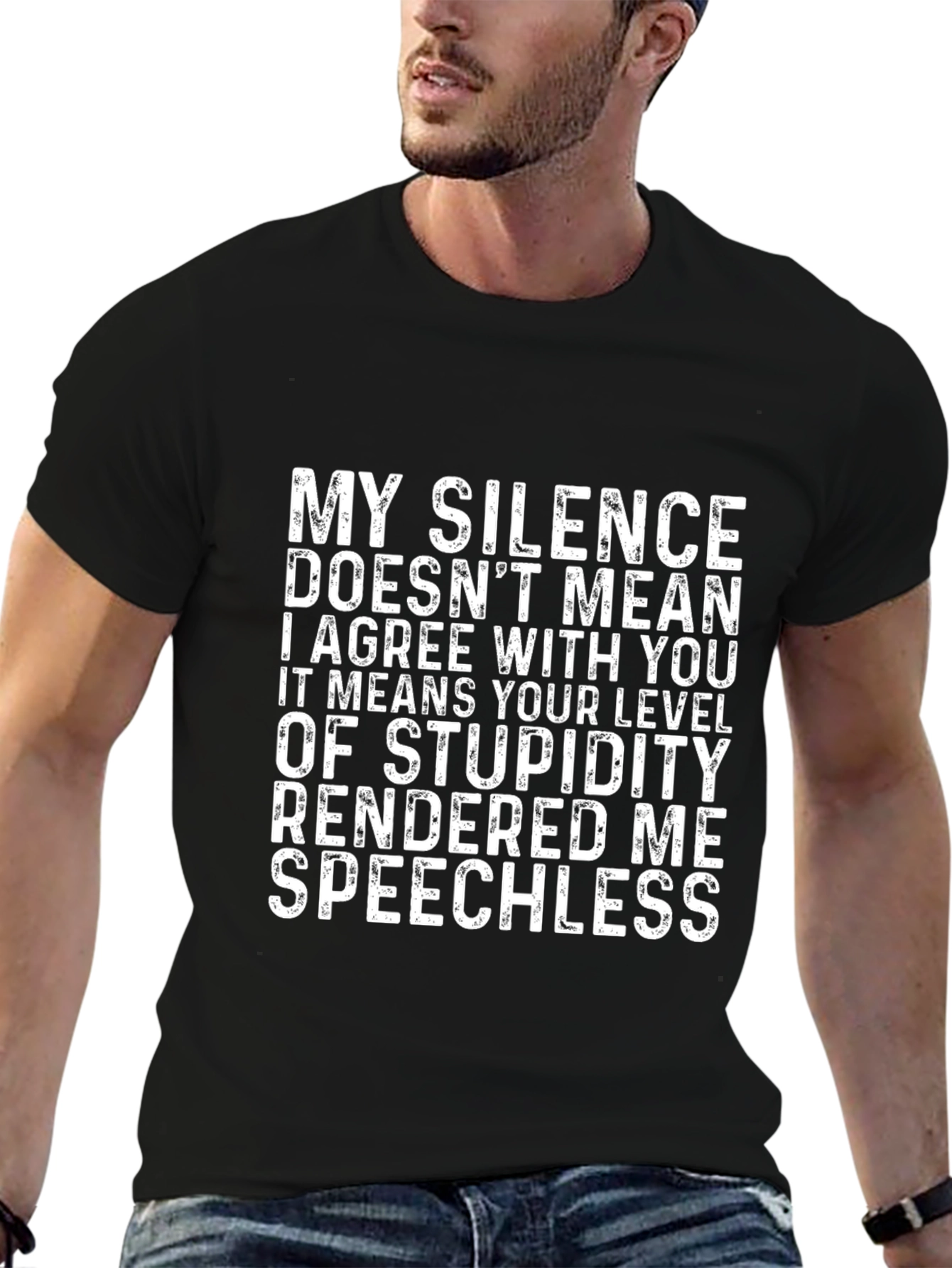 Funny Silence Speechless Novelty Graphic T-Shirt