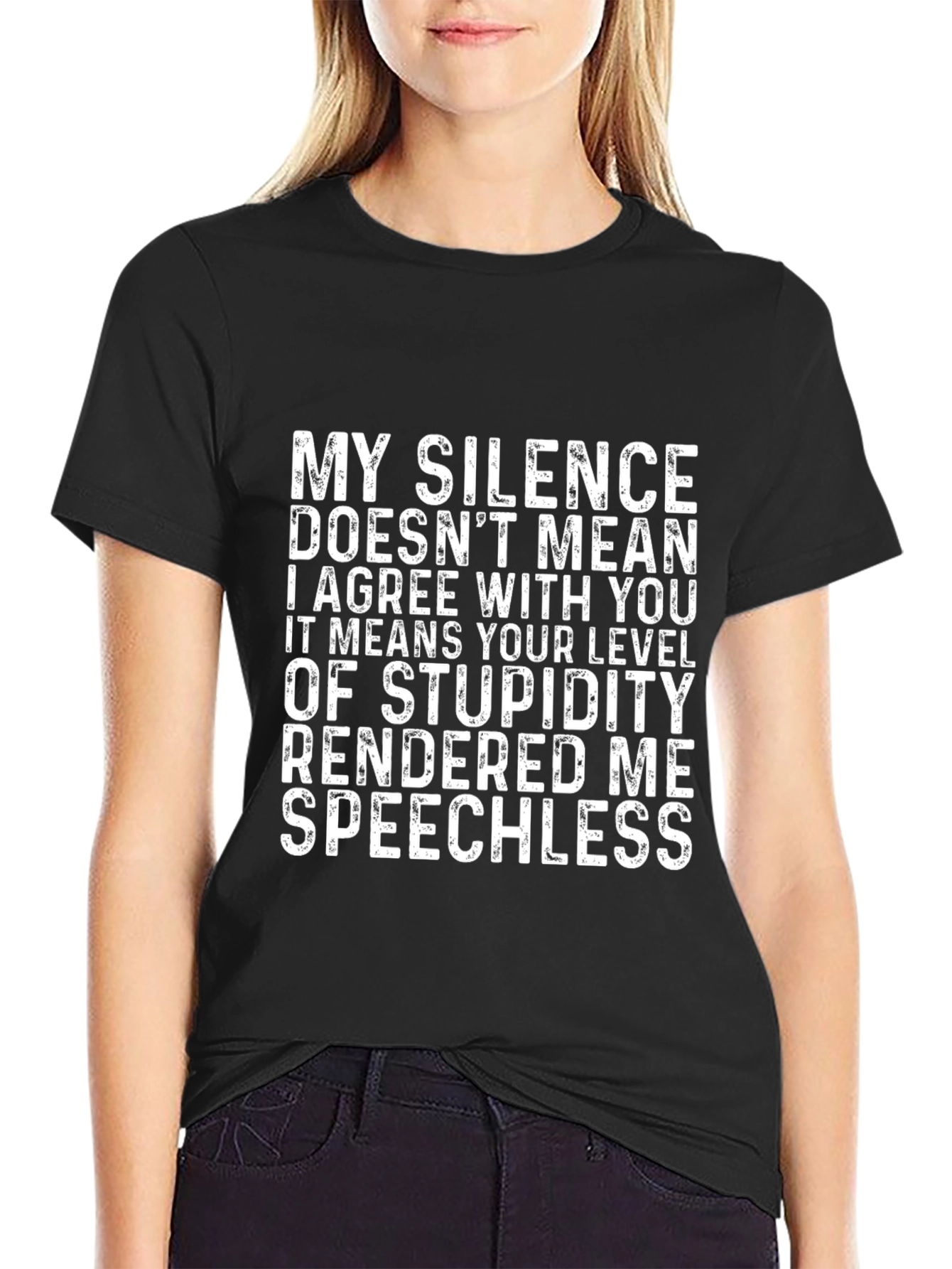Funny Silence Speechless Novelty Graphic T-Shirt