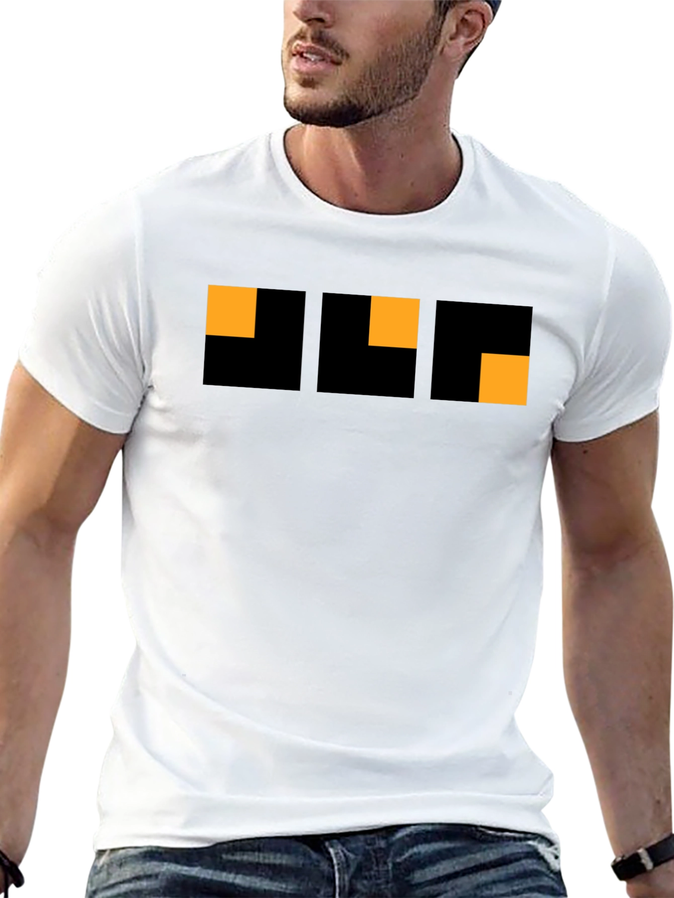 Modern Geometric Graphic Tee - Black