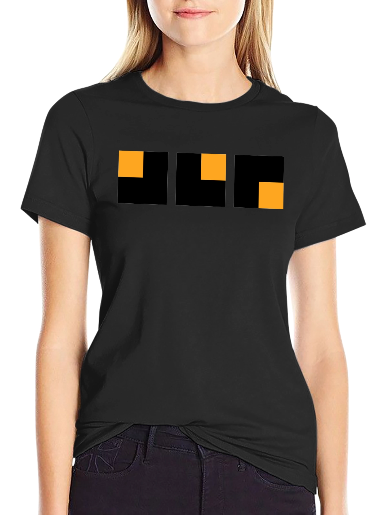 Modern Geometric Graphic Tee - Black