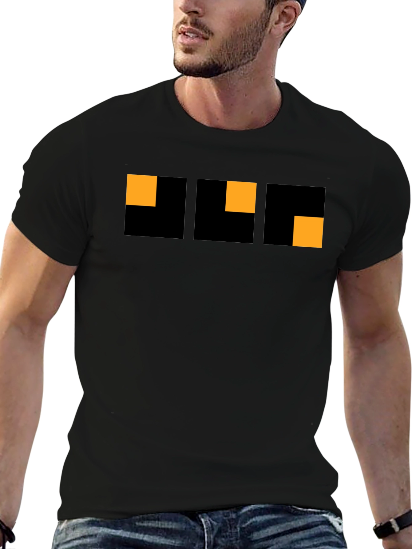 Modern Geometric Graphic Tee - Black