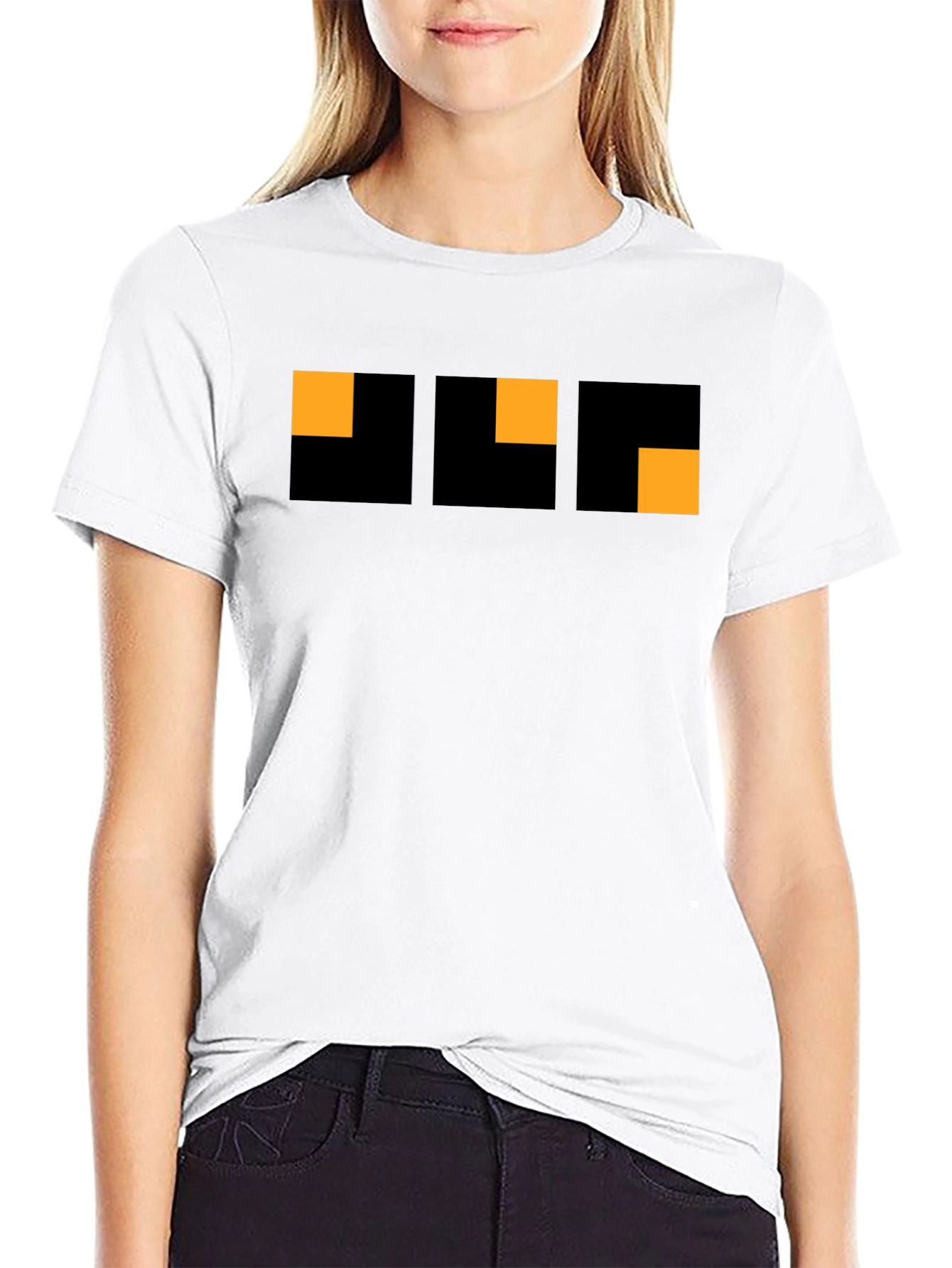 Modern Geometric Graphic Tee - Black