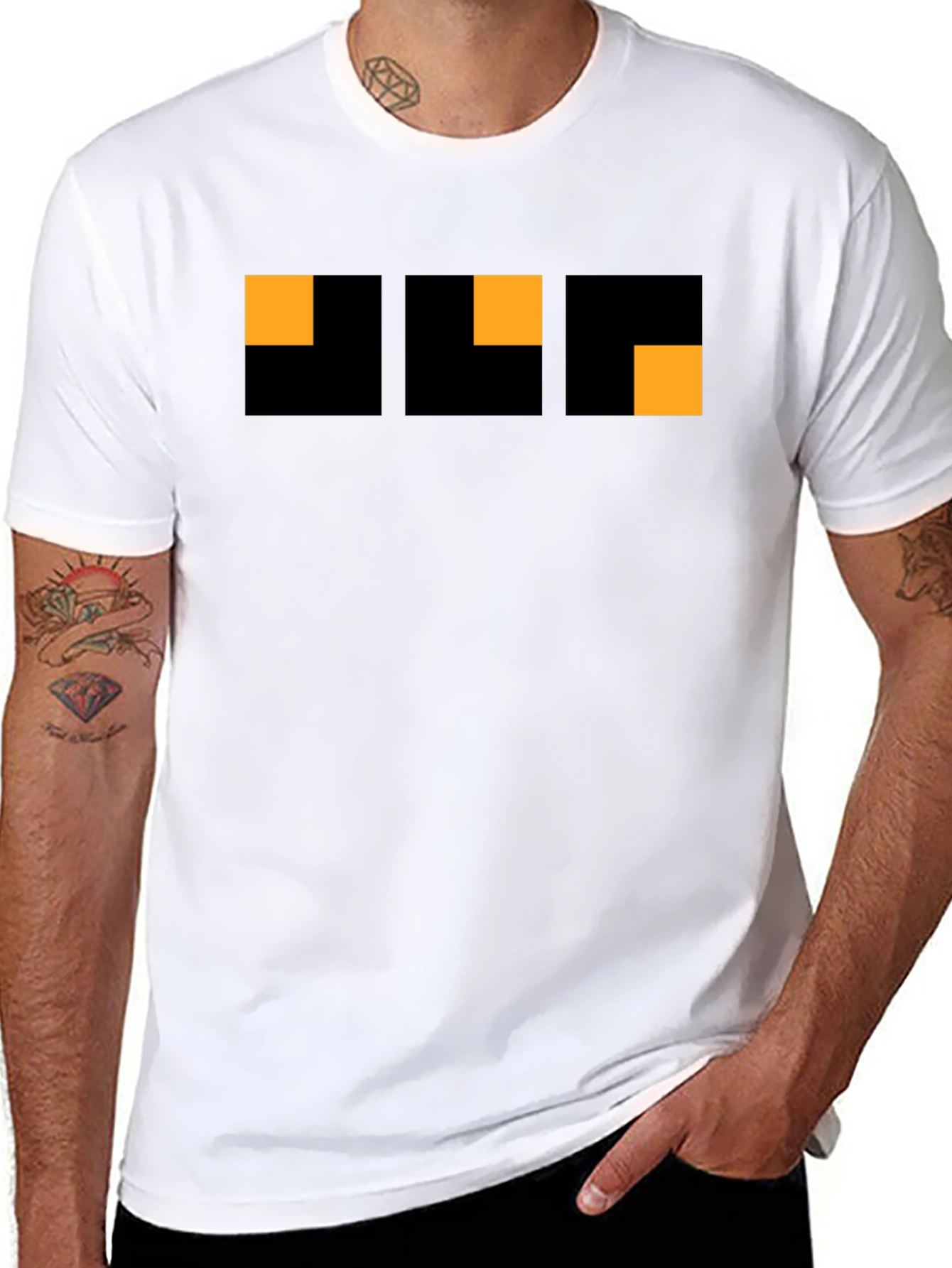 Modern Geometric Graphic Tee - Black