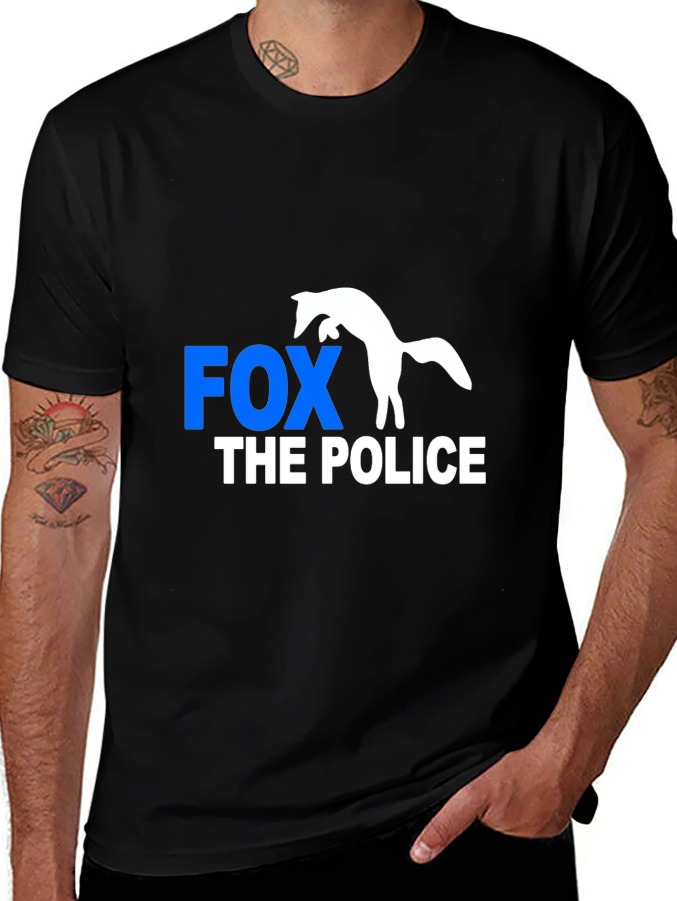 Fox The Police Graphic Tee - Mens Black T-Shirt
