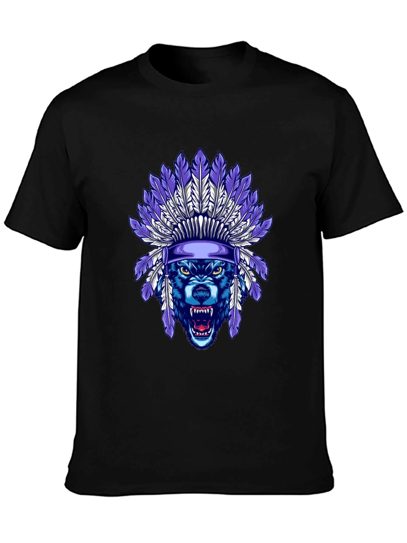 Wolf Headdress Graphic Tee - Cool Tribal Style