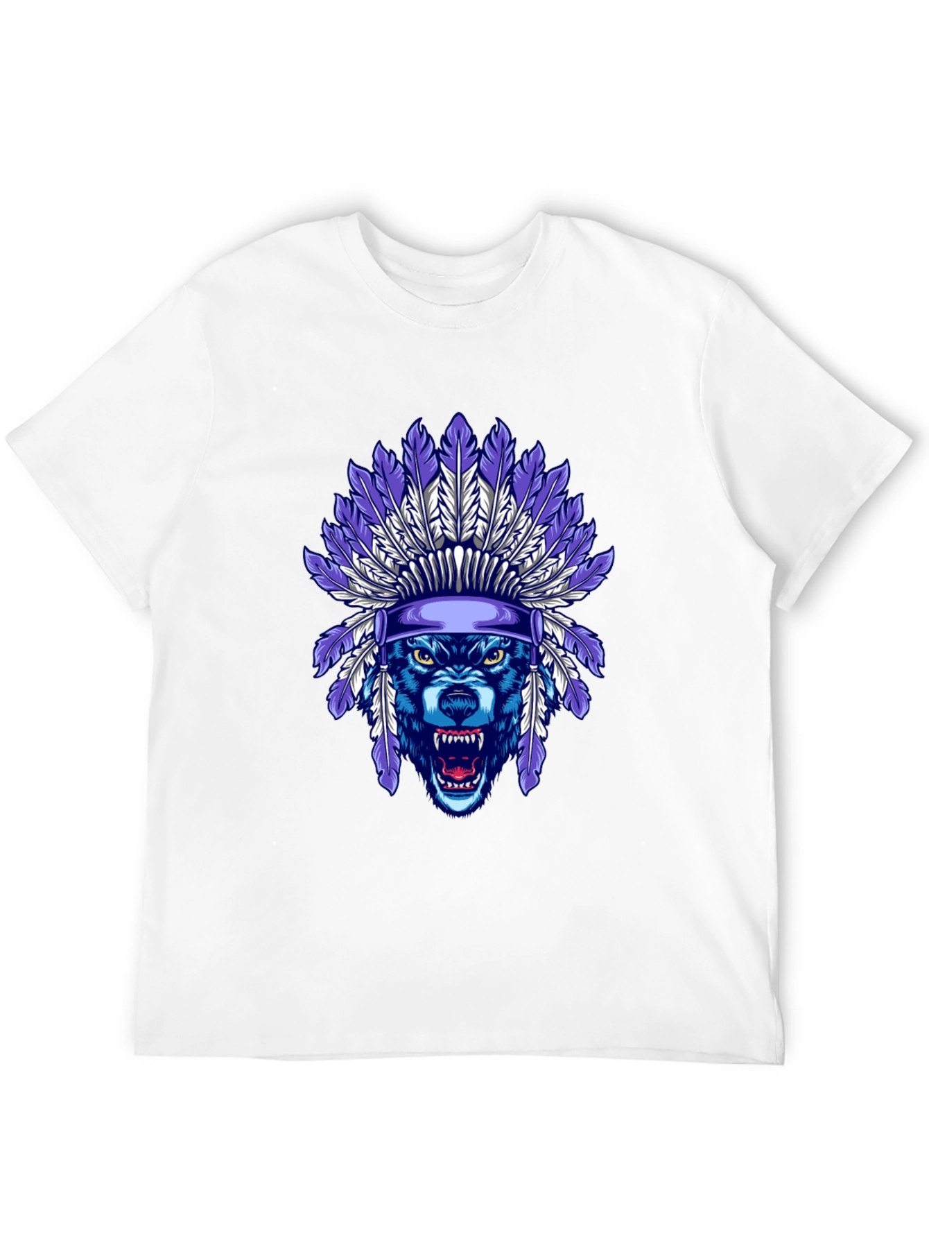 Wolf Headdress Graphic Tee - Cool Tribal Style