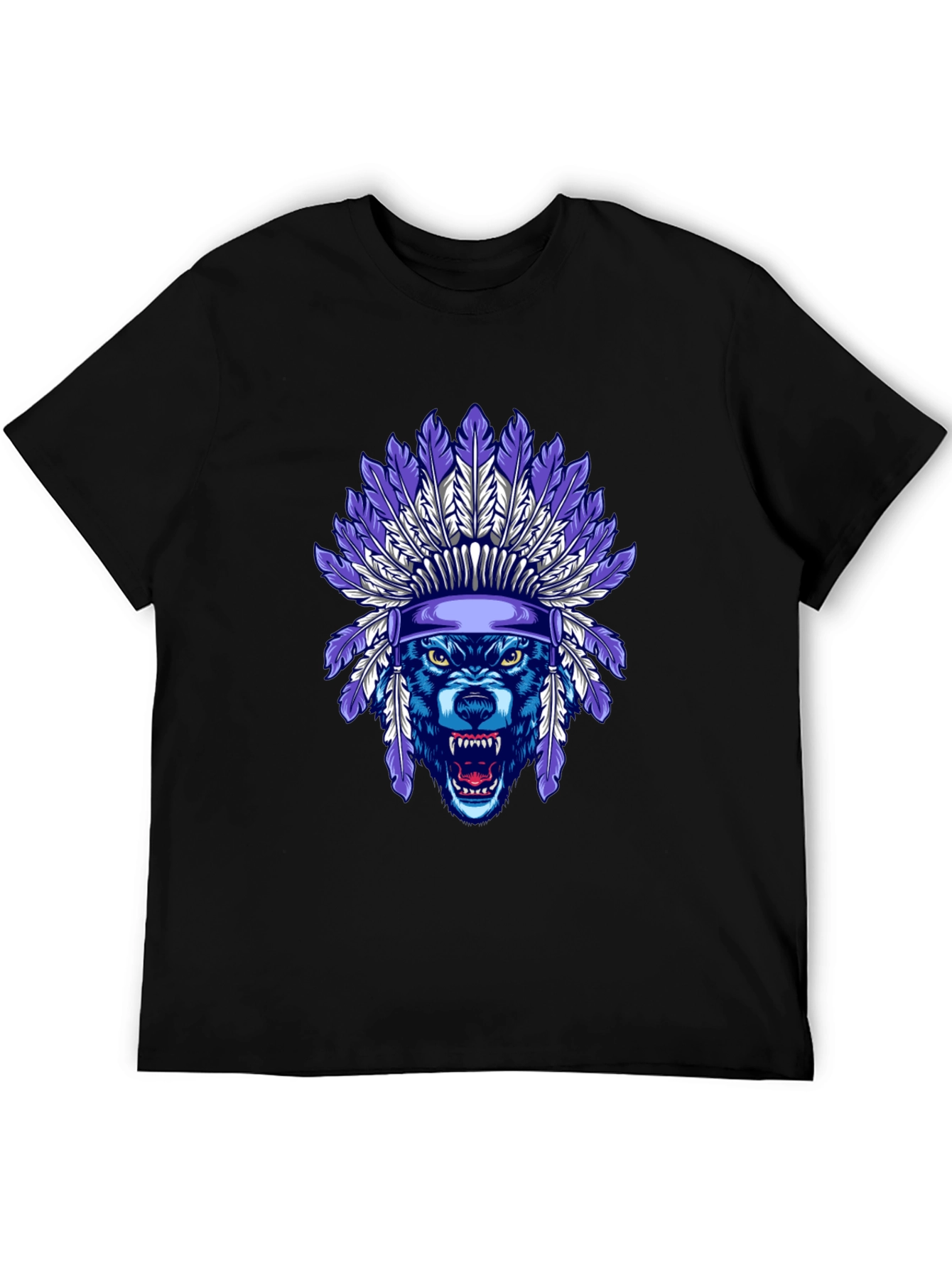 Wolf Headdress Graphic Tee - Cool Tribal Style