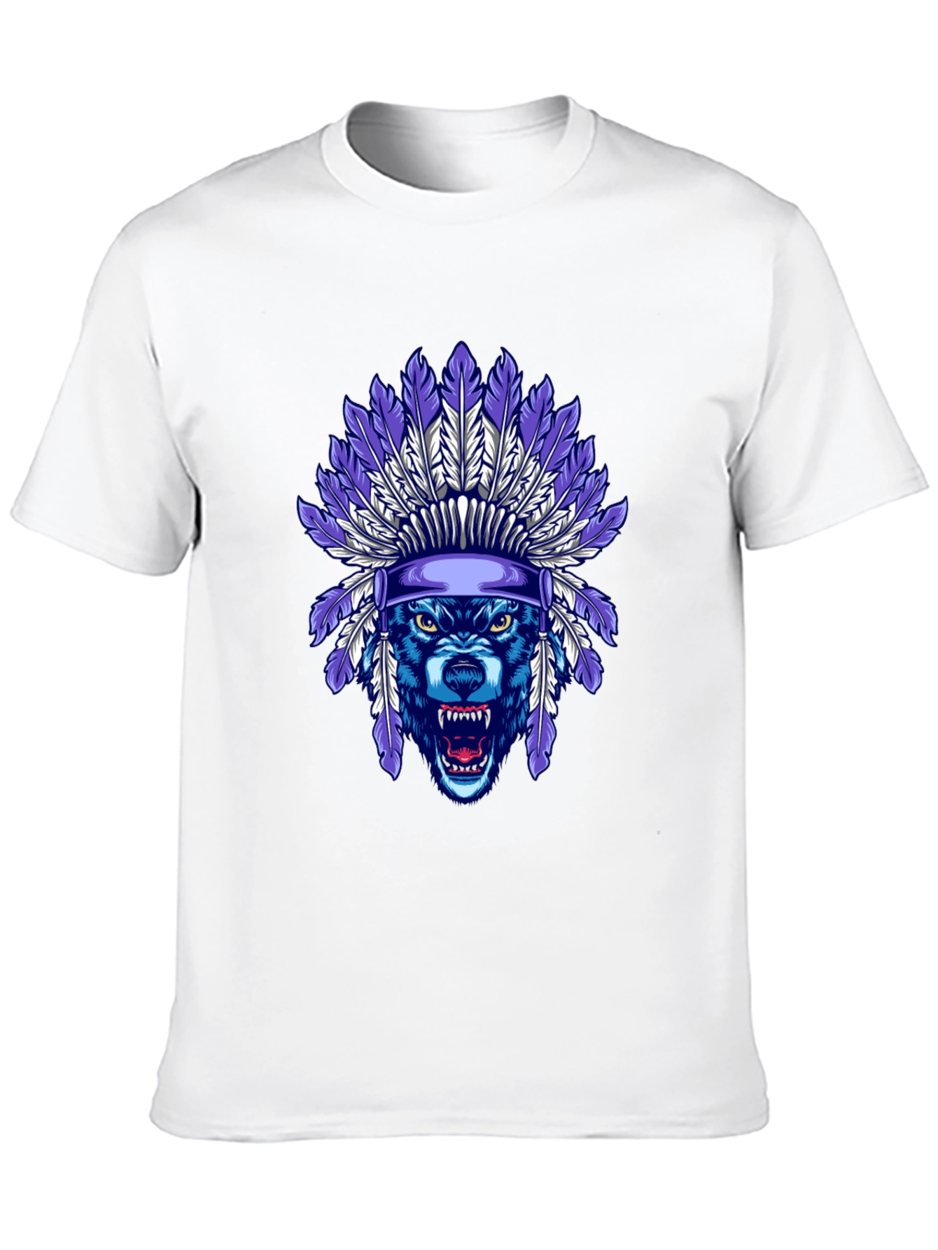 Wolf Headdress Graphic Tee - Cool Tribal Style