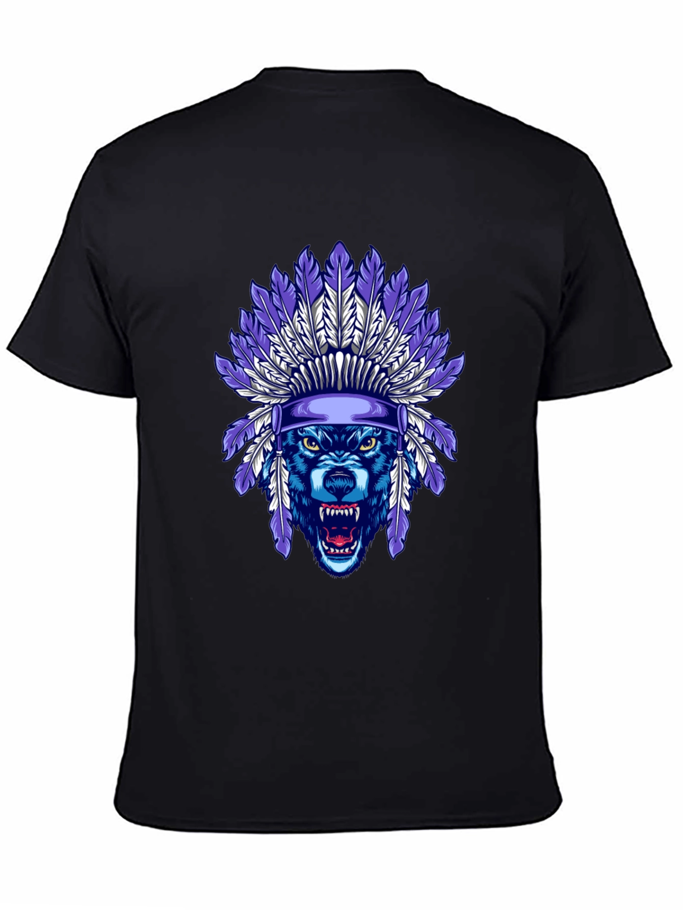 Wolf Headdress Graphic Tee - Cool Tribal Style