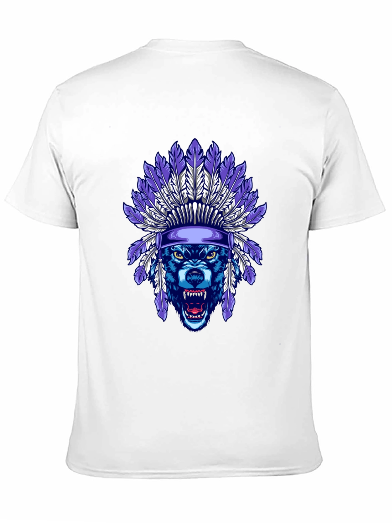 Wolf Headdress Graphic Tee - Cool Tribal Style