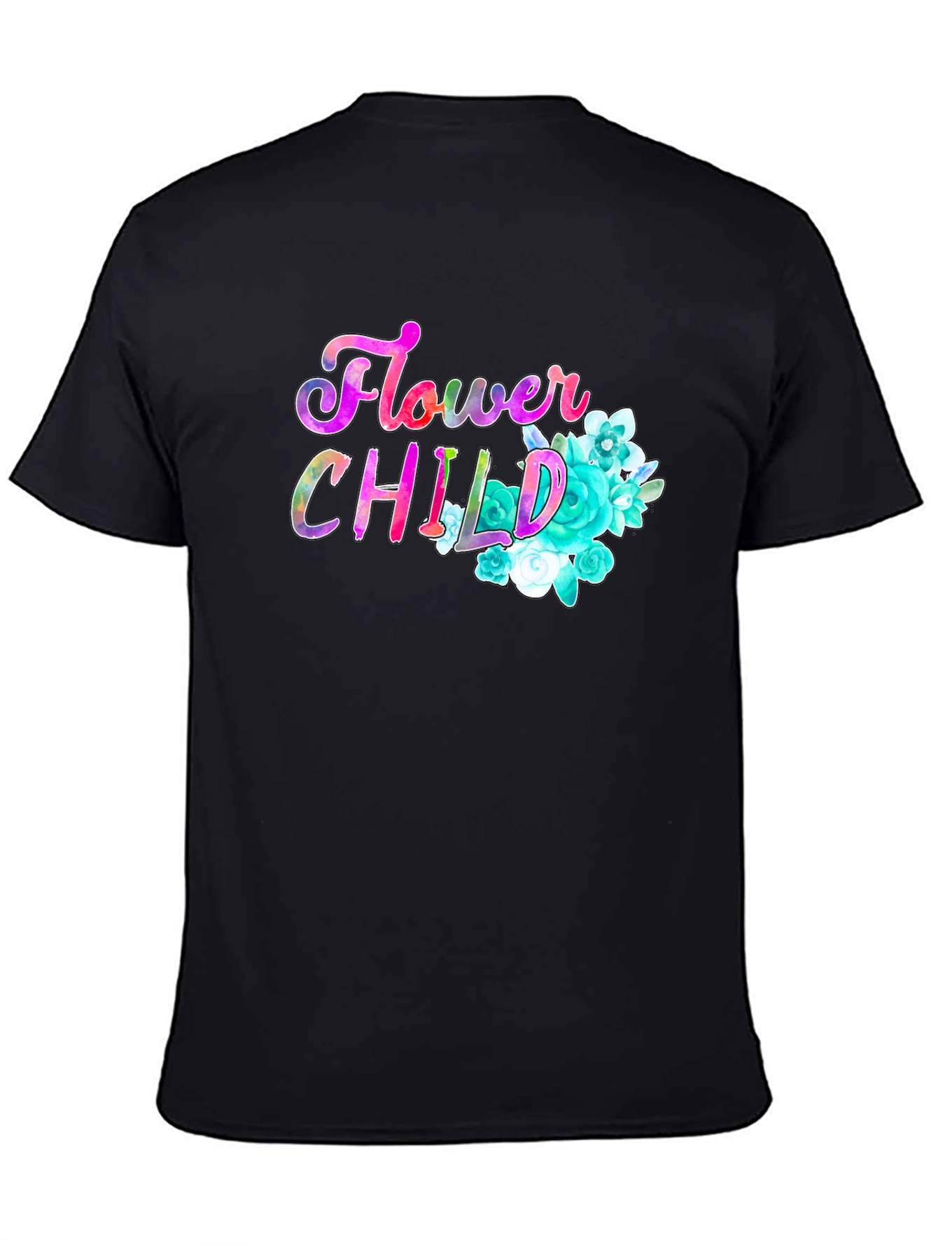 Flower Child Graphic Print Black T-Shirt