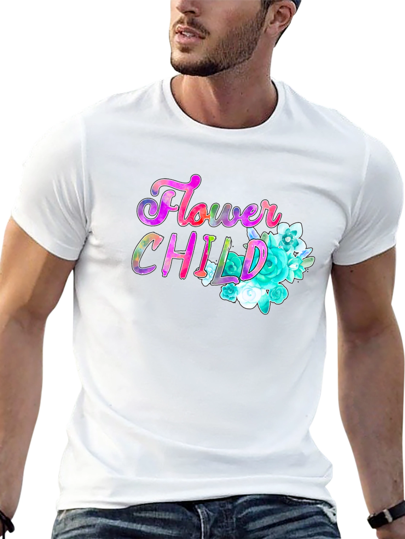 Flower Child Graphic Print Black T-Shirt