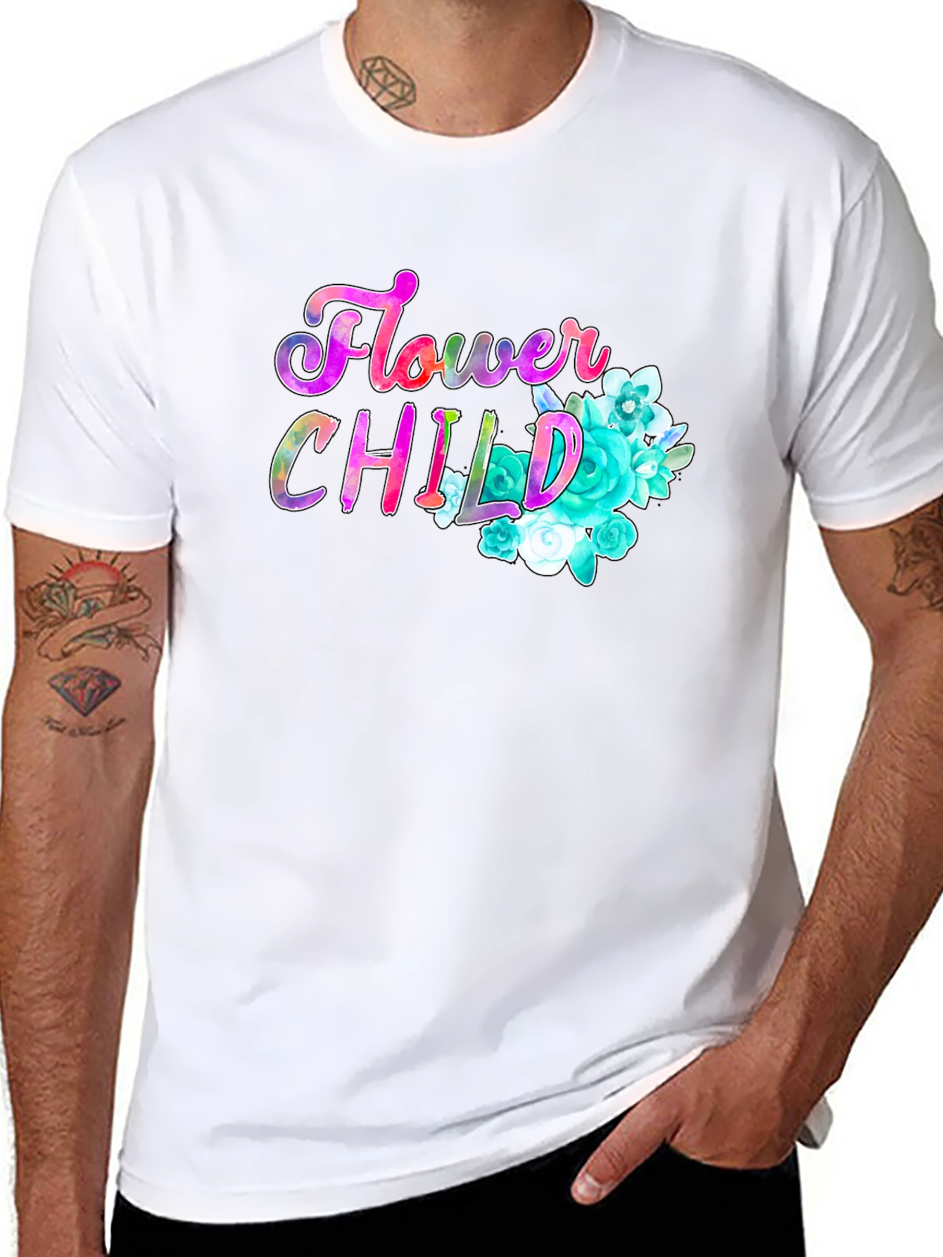 Flower Child Graphic Print Black T-Shirt