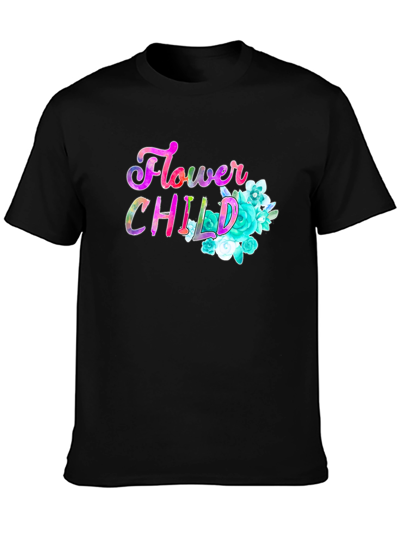 Flower Child Graphic Print Black T-Shirt