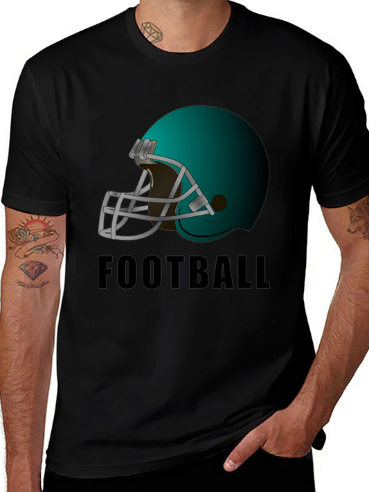 Football Helmet Graphic Tee - Black Cotton T-Shirt