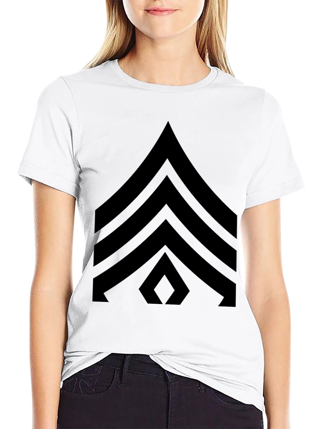 Black T-Shirt with Military Sergeant Stripes Design