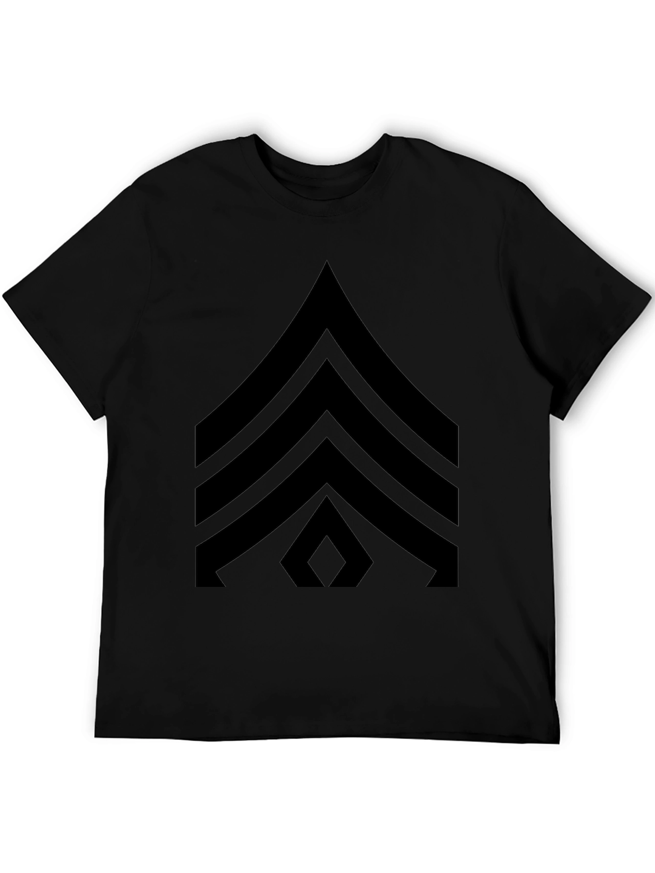 Black T-Shirt with Military Sergeant Stripes Design