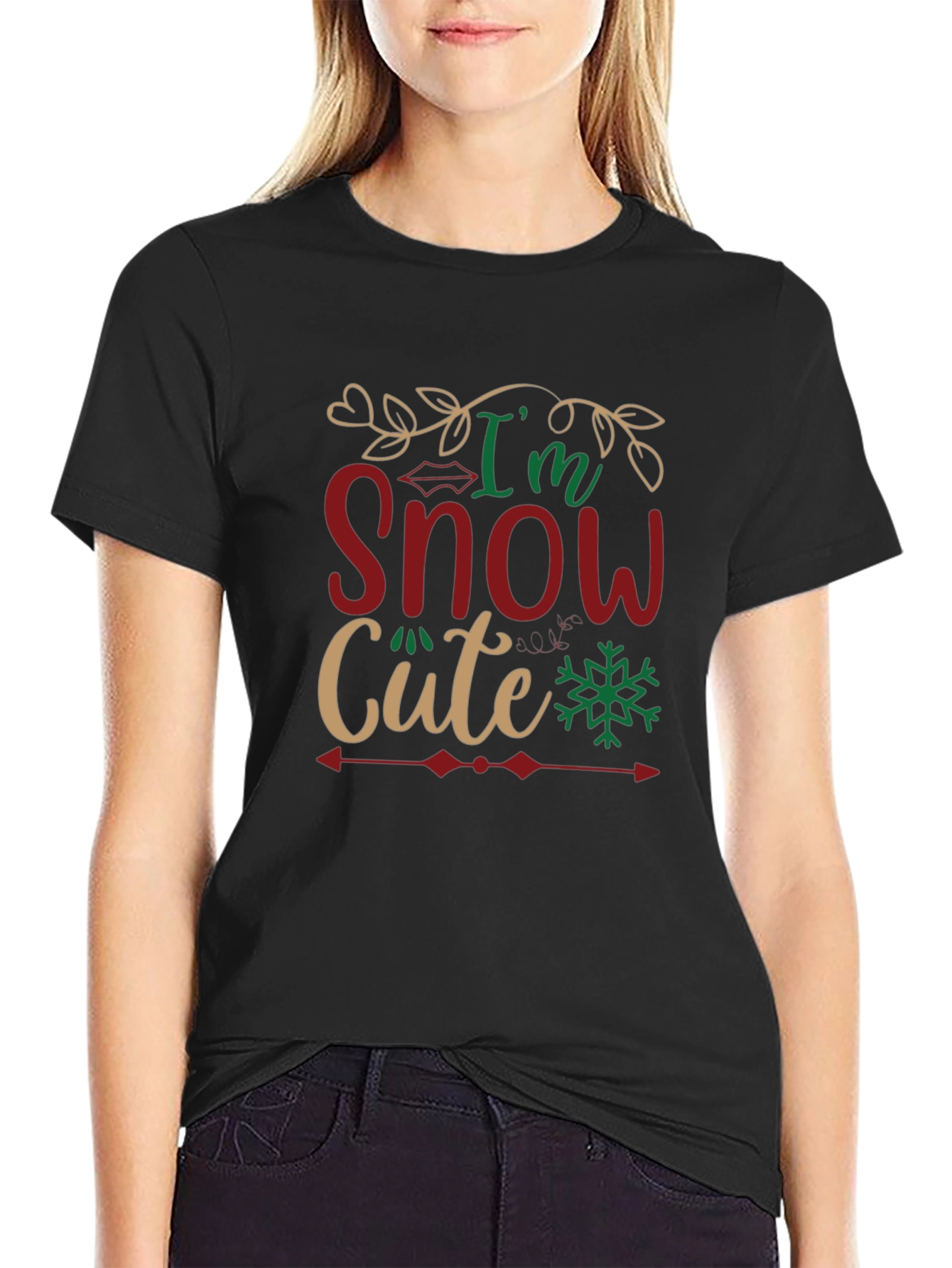 Im Snow Cute Black Graphic T-Shirt