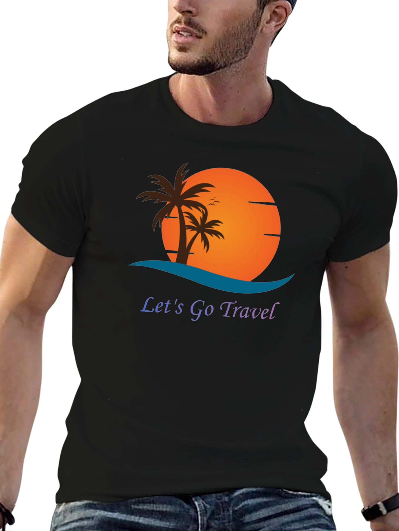 Lets Go Travel Black Graphic Tee