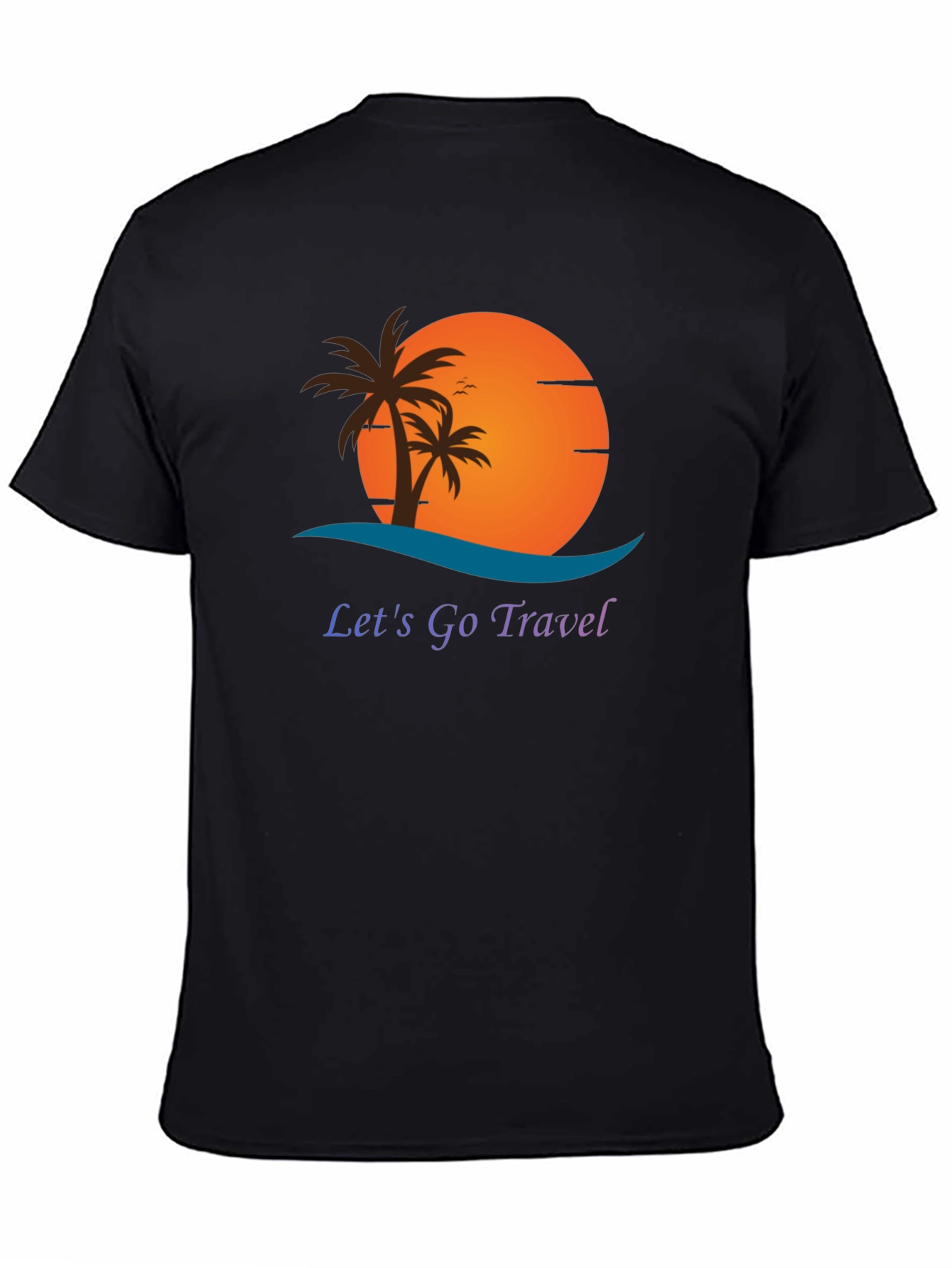 Lets Go Travel Black Graphic Tee