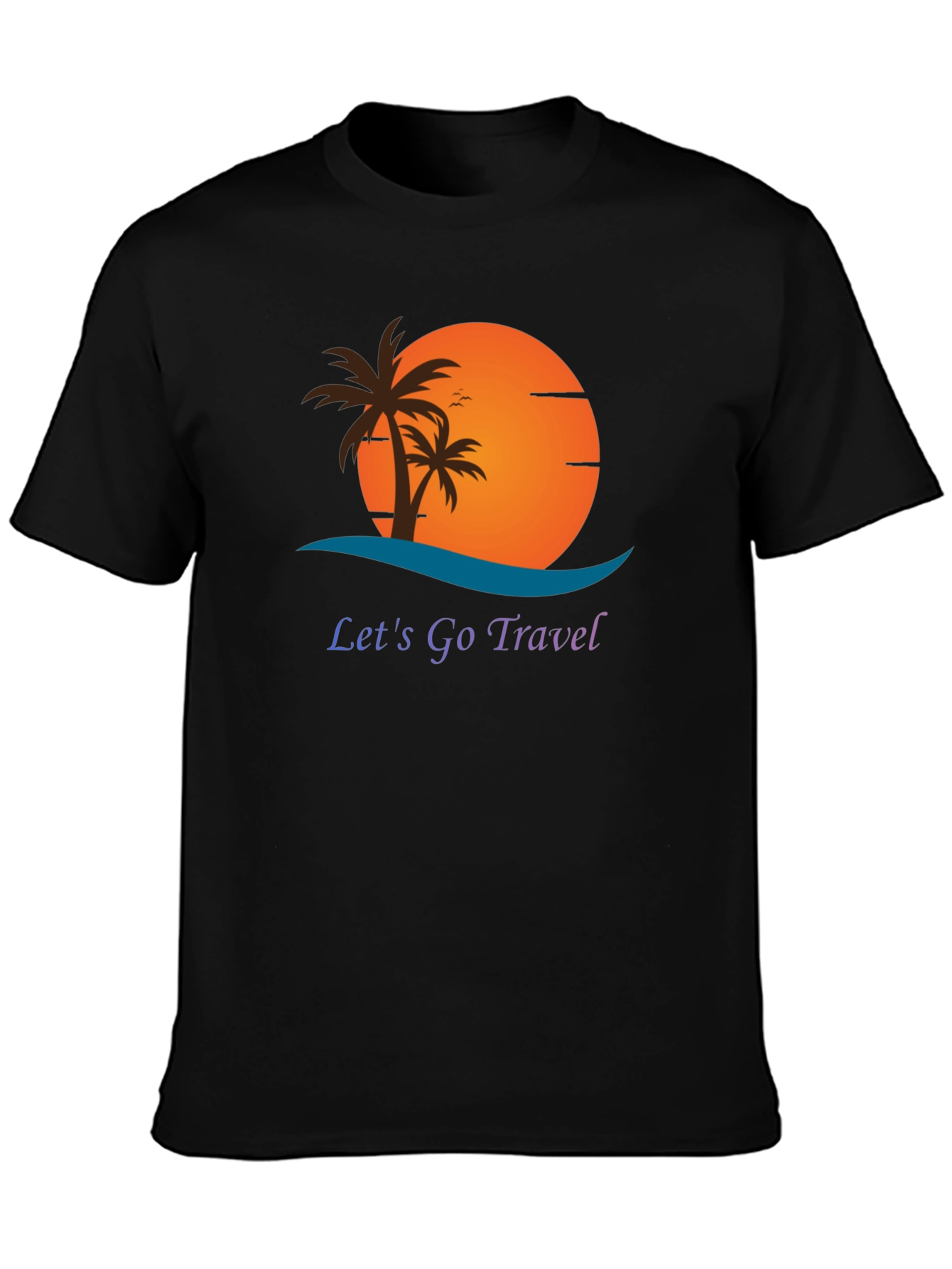 Lets Go Travel Black Graphic Tee