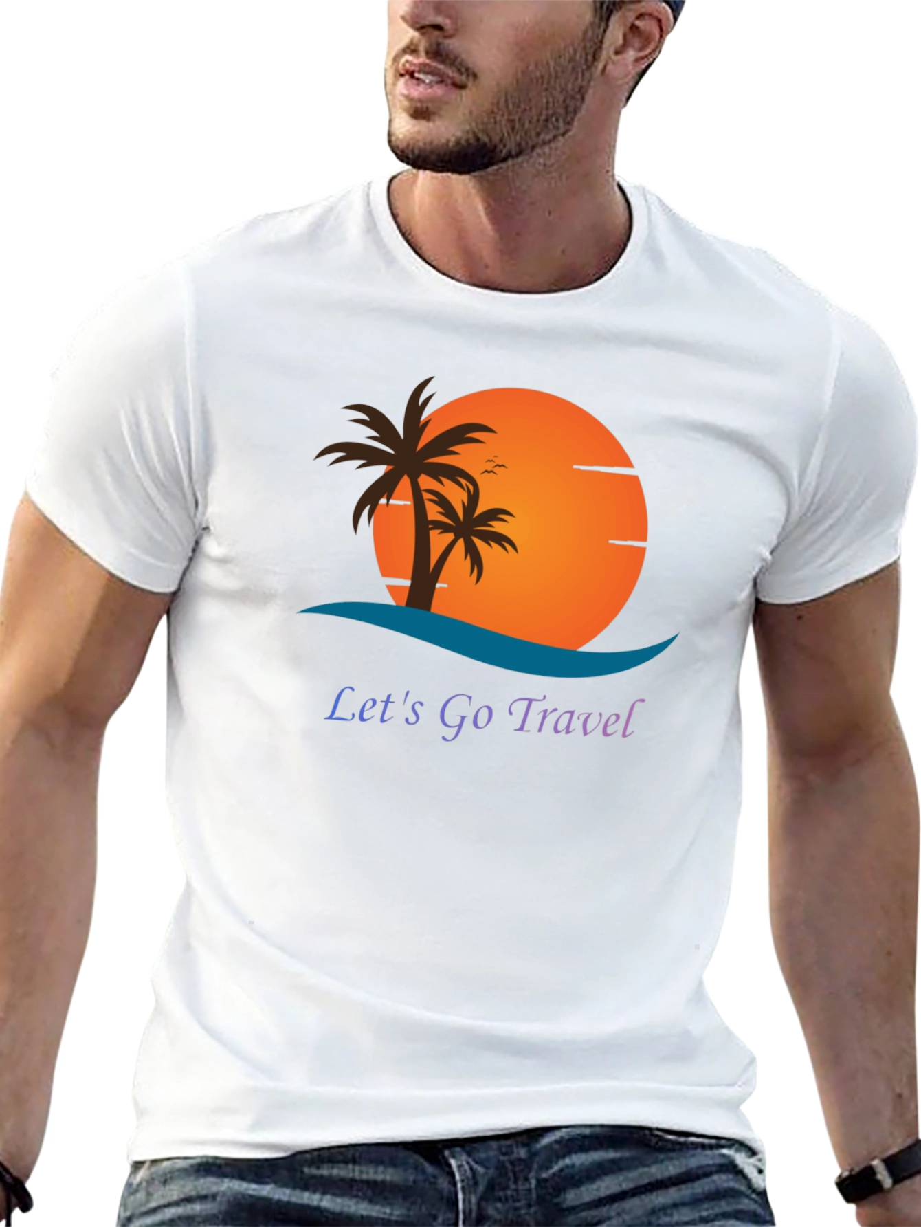 Lets Go Travel Black Graphic Tee