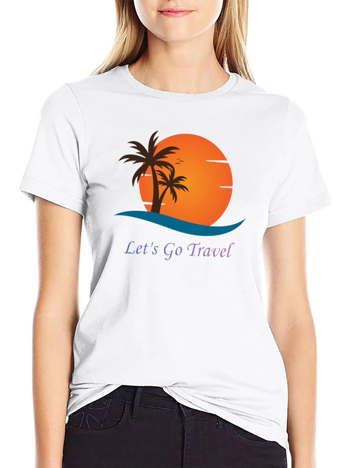 Lets Go Travel Black Graphic Tee