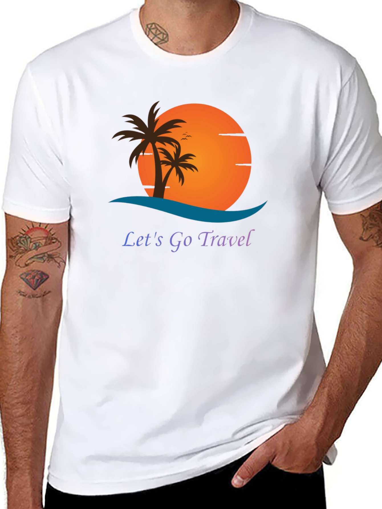 Lets Go Travel Black Graphic Tee