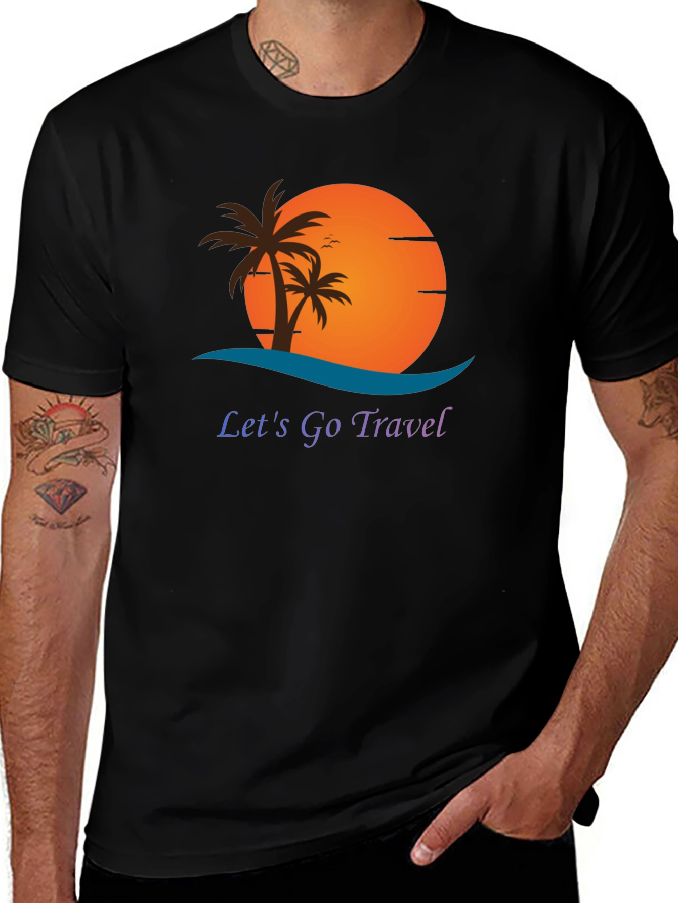 Lets Go Travel Black Graphic Tee