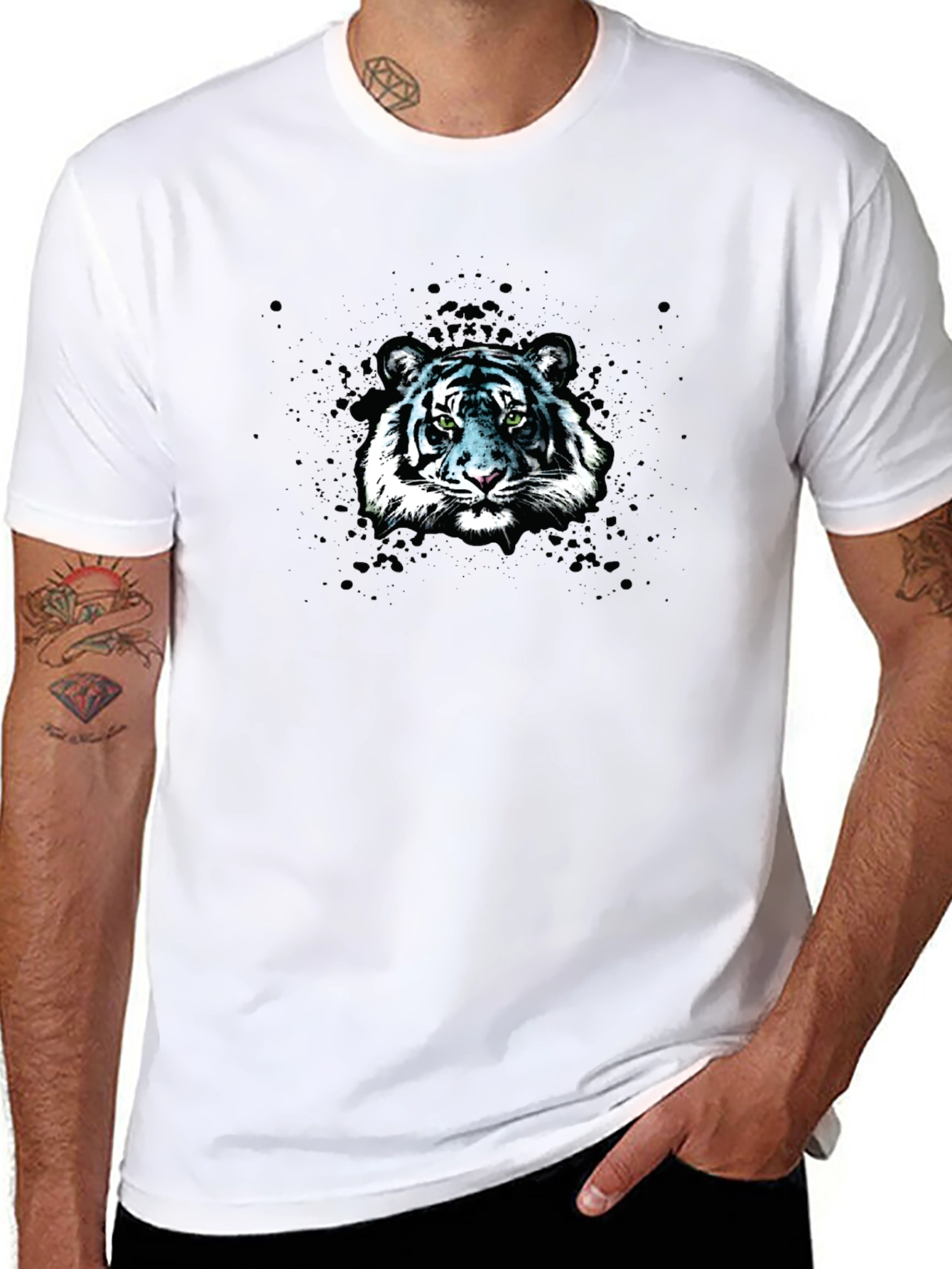 Tiger Face Graphic Black T-Shirt
