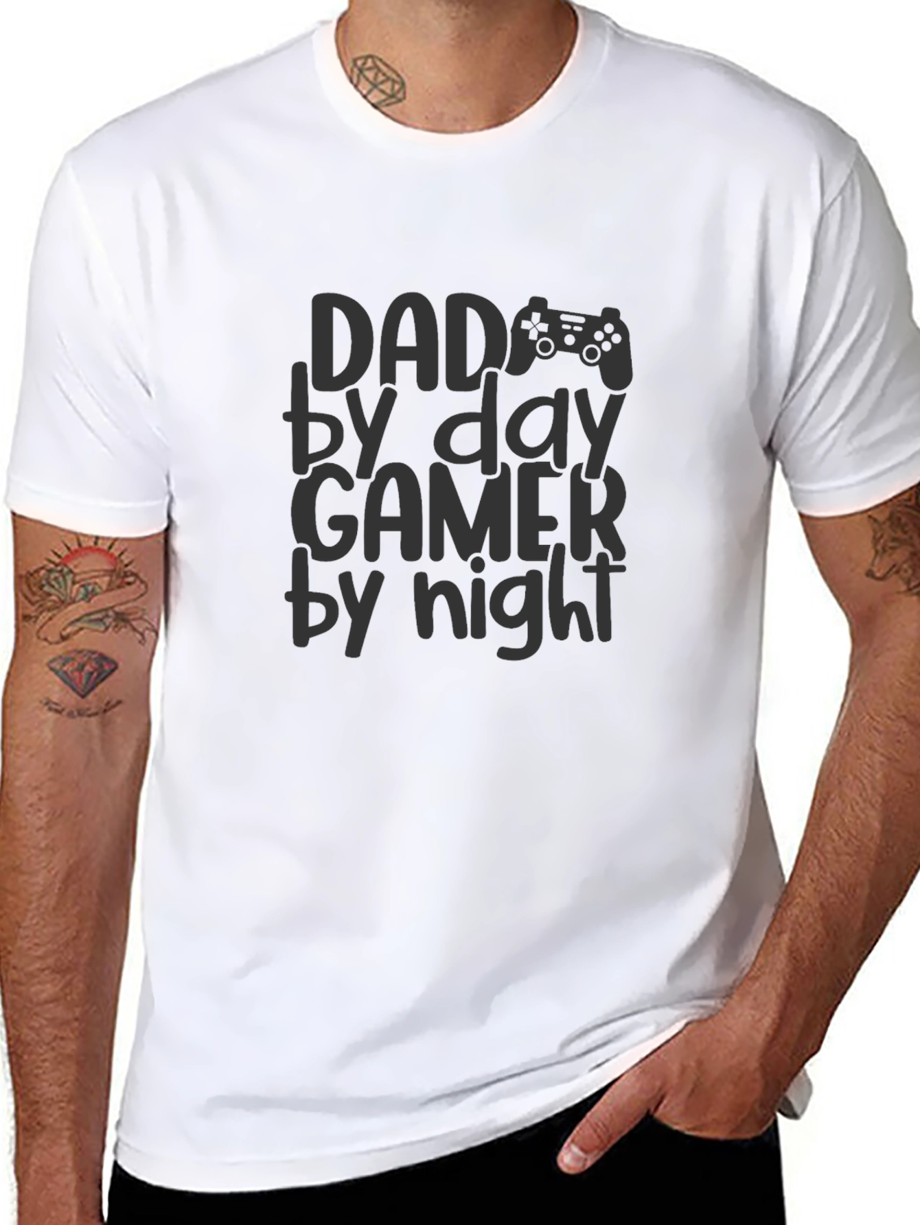 Dad By Day Gamer By Night Mens Black T-Shirt