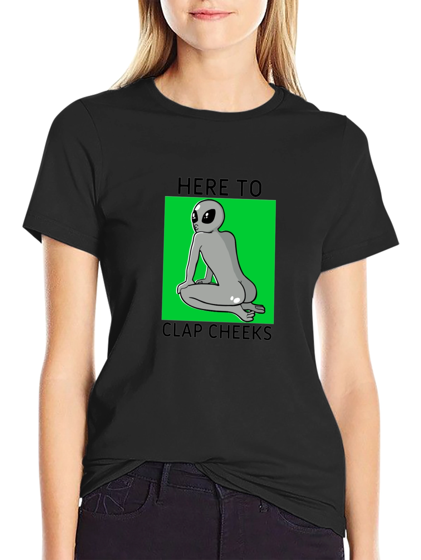 Funny Alien Clap Cheeks Graphic T-Shirt