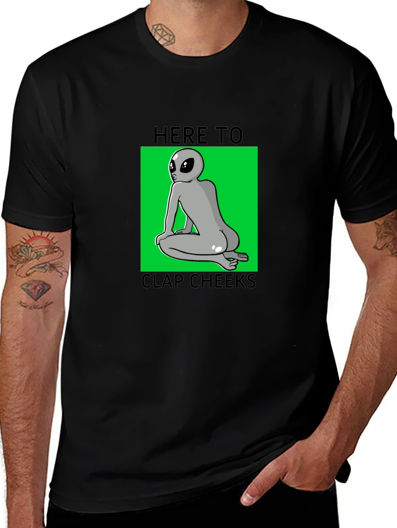 Funny Alien Clap Cheeks Graphic T-Shirt