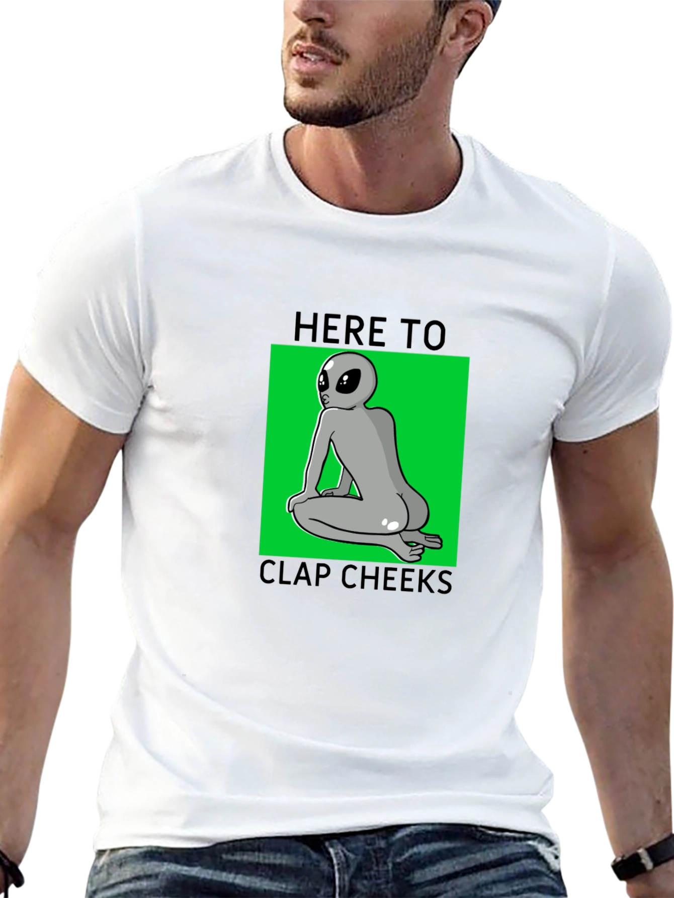 Funny Alien Clap Cheeks Graphic T-Shirt