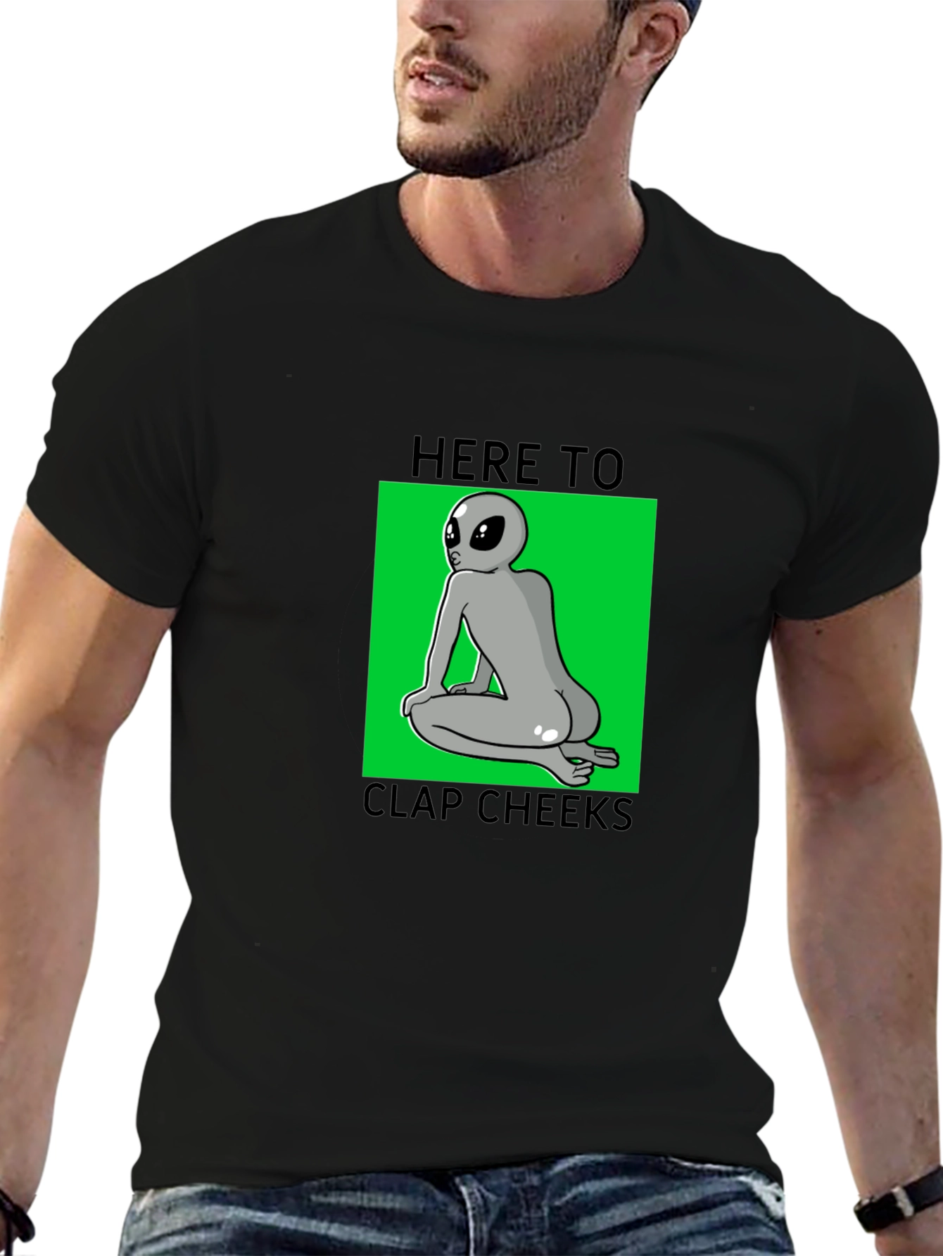 Funny Alien Clap Cheeks Graphic T-Shirt