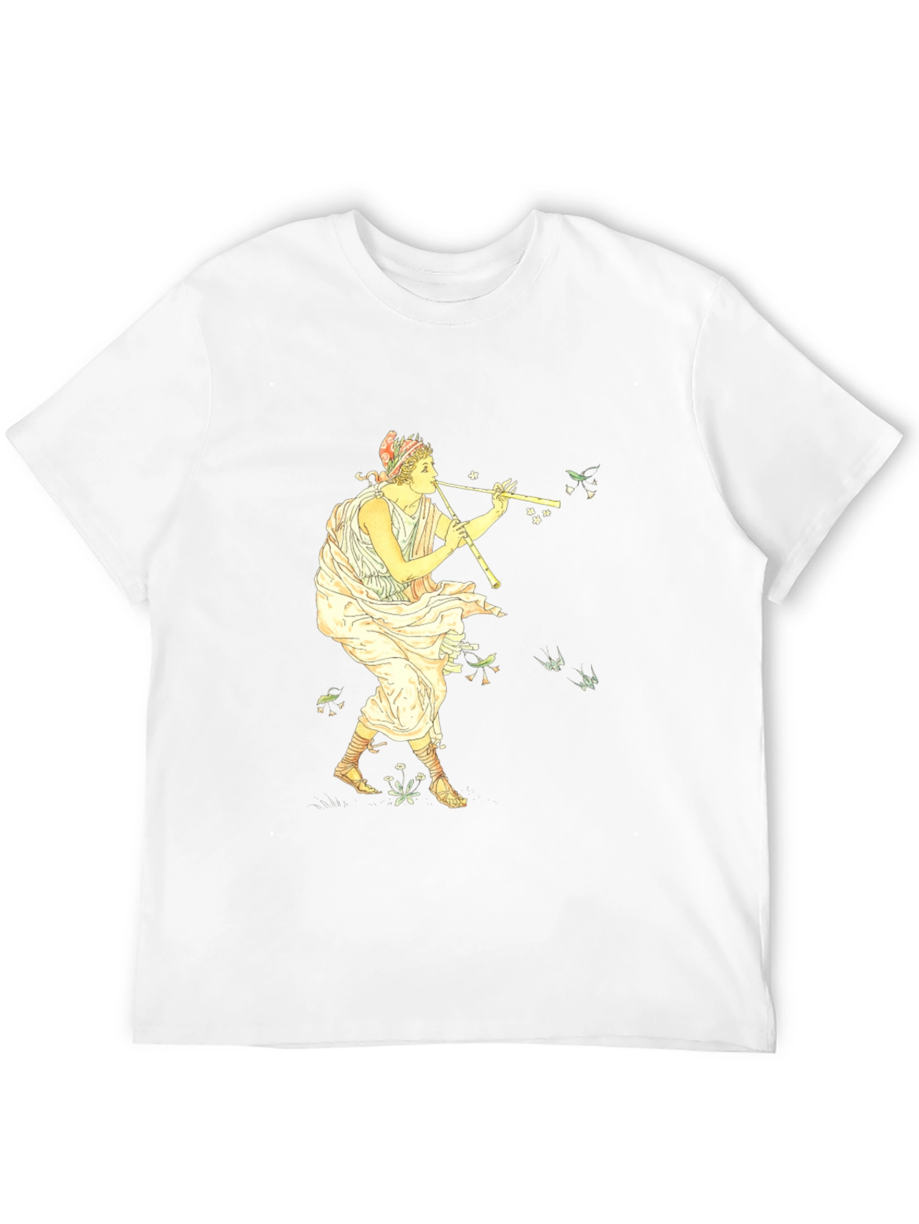 Greek Flute Player Black T-Shirt