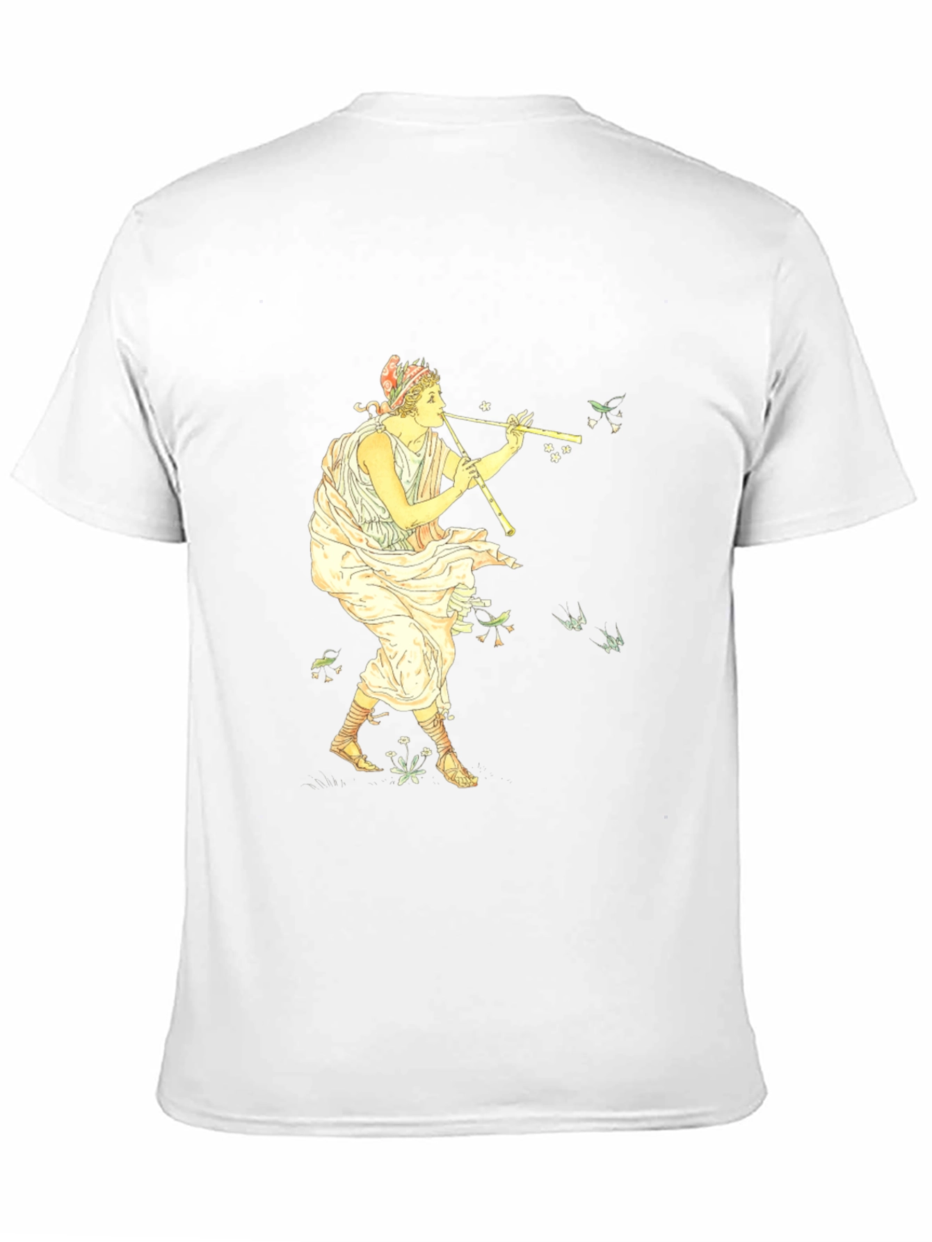 Greek Flute Player Black T-Shirt